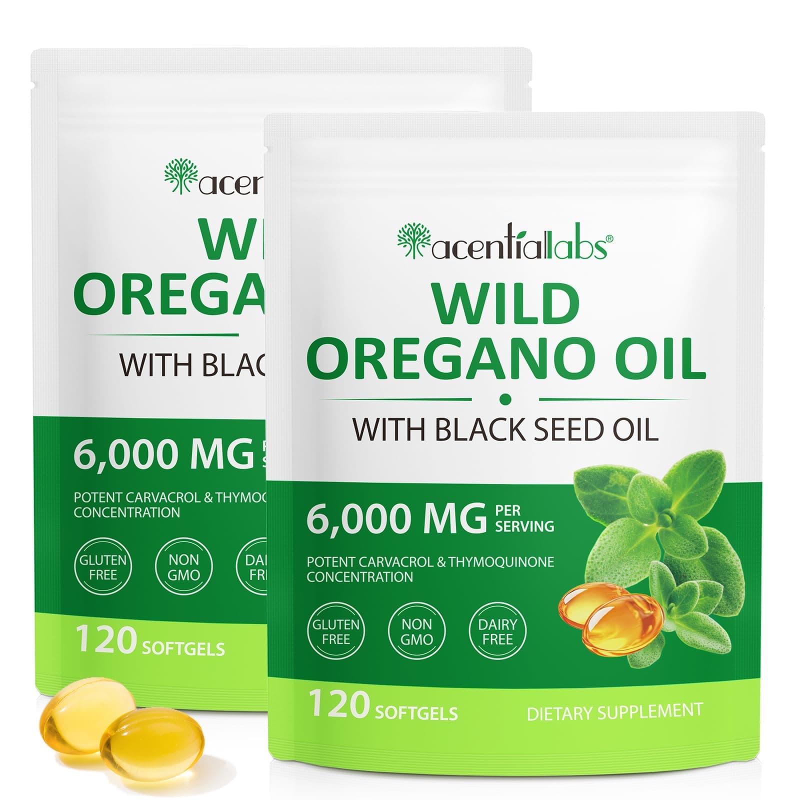 Capsule di olio di origano, olio di origano 240 capsule molli 2 in 1 6000 mg con olios di semi neri 200 mg e 165 mg di carvacrolo | Spremuto a freddo | Supporto del sistema immunitario