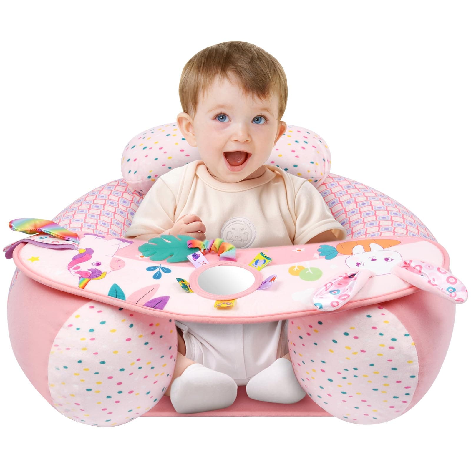 Alaoo Seggiolino gonfiabile, anti-caduta, per bambini dai 3 ai 36 mesi in su, colore: rosa