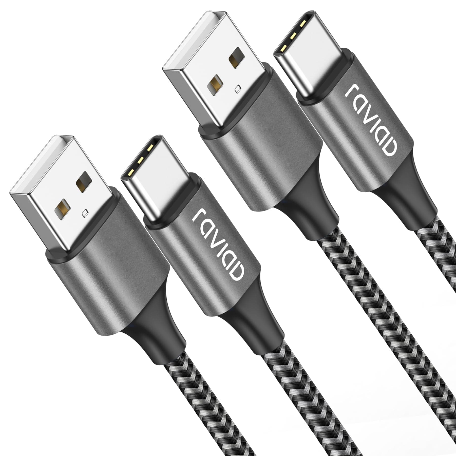 RAVIAD Cable USB C Charge Rapide 3.1A, [2M, Lot de 2] Câble USB vers USB C Nylon Cable Chargeur Type C pour iPhone 17 16 15, Samsung Galaxy S25 S24 S23 S22 S21 S20 S10, Huawei P40 P30, Redmi Note 10 9