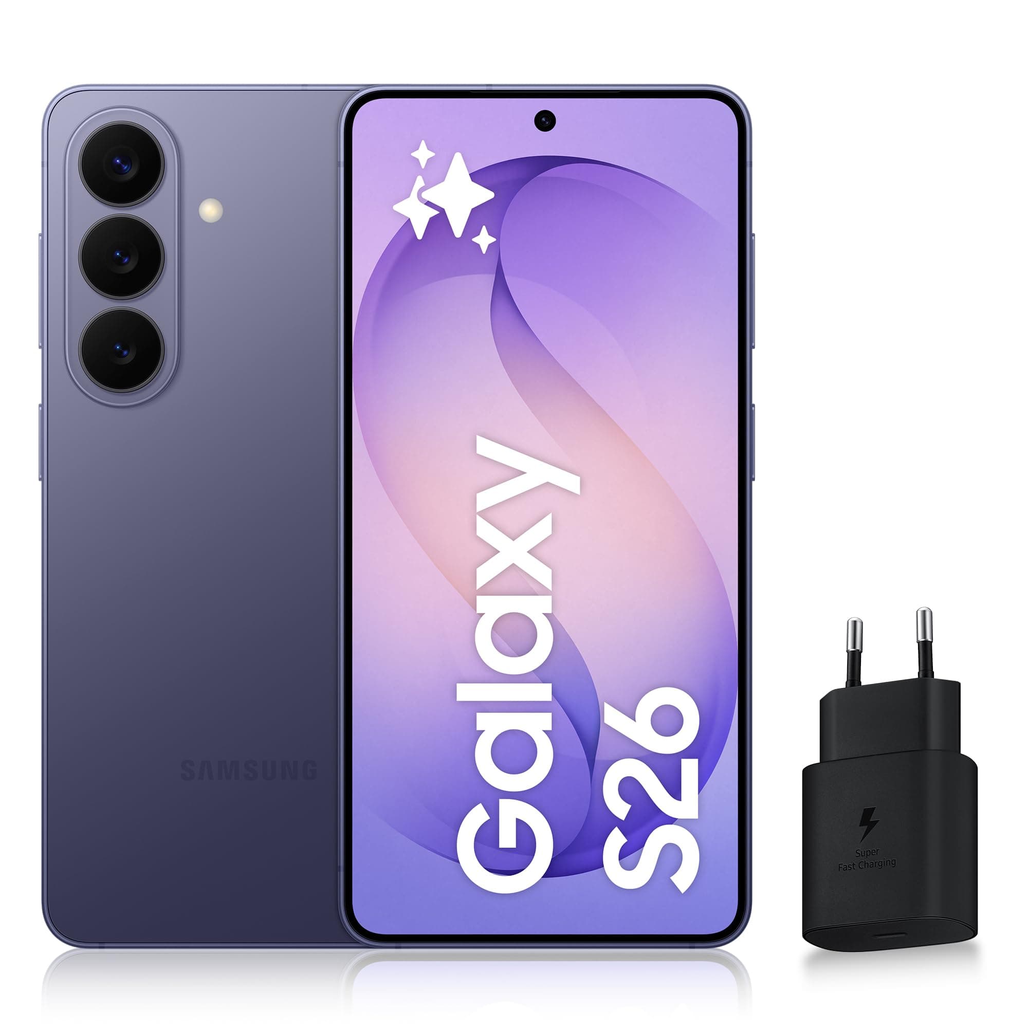 Samsung Galaxy S26, Smartphone Android 5G avec Galaxy AI, 256 Go, Chargeur Secteur Rapide 25W Inclus, Smartphone déverrouillé, Violet, Version FR