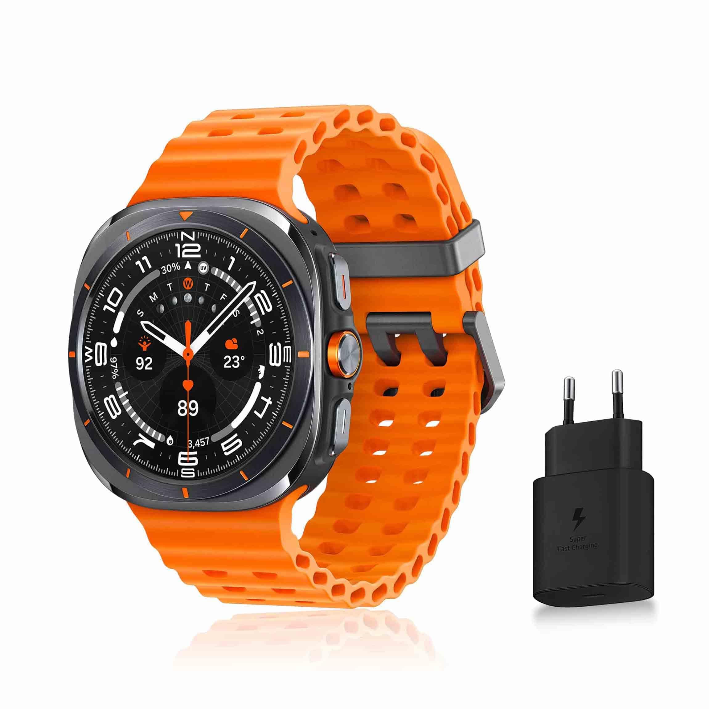 Samsung Galaxy Watch Ultra, Montre Connectée Intelligente, Suivi de Santé, Suivi Sportif, 47mm, 4G, Gris Titane, Galaxy AI, Chargeur Secteur Inclus (Version FR) [Exclusivité Amazon]