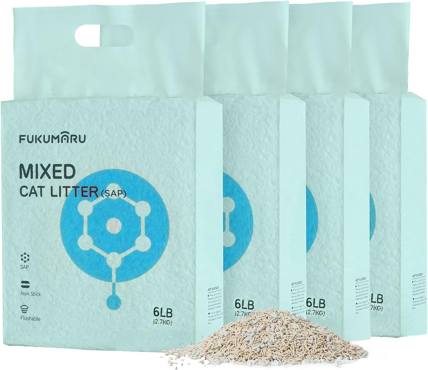 FUKUMARU Litière pour Chat en Tofu, Super Ultra Absorbante, 10,8 kg, sans Poussière et Légèrement Agglomérante, Contrôle des odeurs, Lavable, Faible Résidu