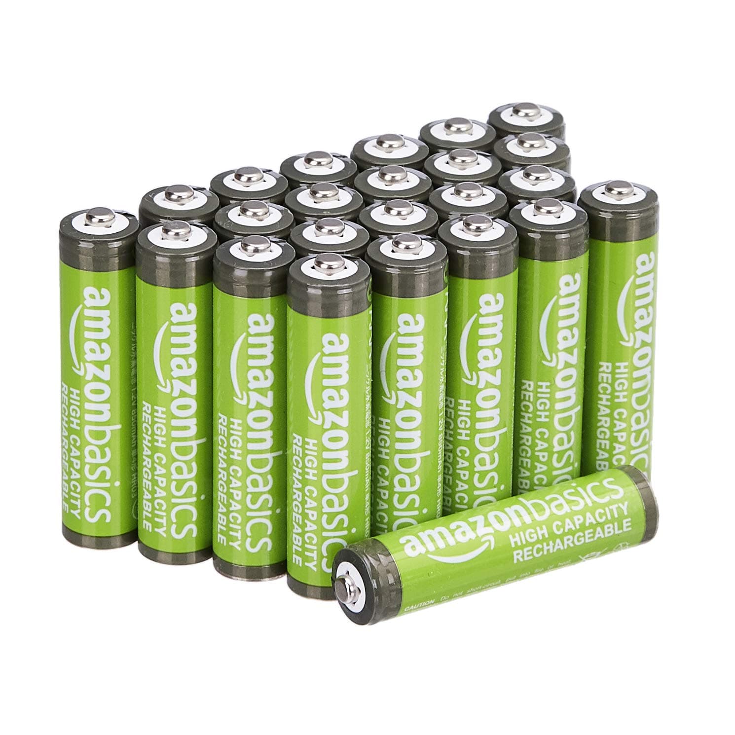 Amazon Basics Lot de 24 piles rechargeables AAA NiMH haute capacité, 850 mAh, 1,2 V, rechargeables 500 fois, préchargées