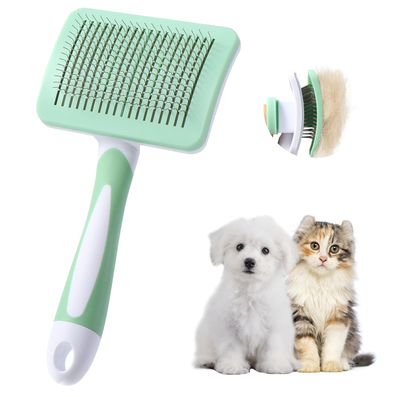 Vinabo Brosse pour Chiens et Chats Brosse pour Chat,Brosse Pour Animaux de Compagnie,Pour Chiens Chats Eliminer des Tomentose Sous-poil Tangles-Vert