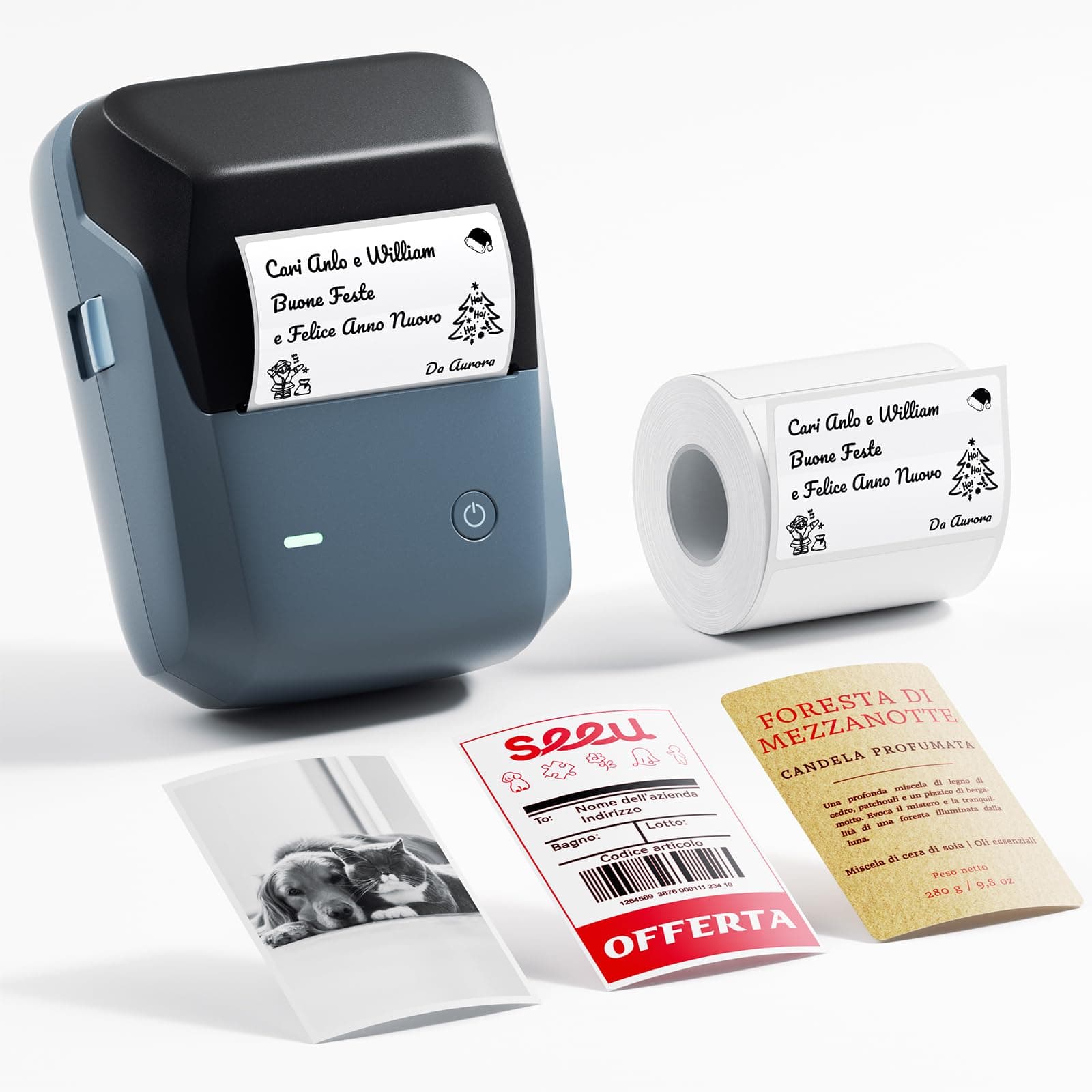 NIIMBOT B1 Pro Etiquetadora Bluetooth con Etiquetas, Impresora de Etiquetas HD 300DPI, impresión Bicolor Rojo y Negro, Compatible con iOS Android y PC, para Fotos, hogar, Oficina y Negocios (Azul)