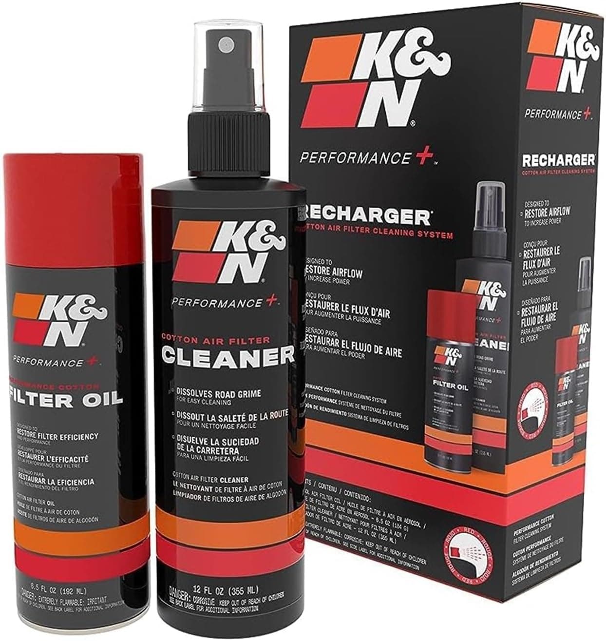 Kit di Pulizia Filtro K&N: Olio & Detergente per una pulizia ottimale di tutti i filtri dell'aria 99-5003 EU