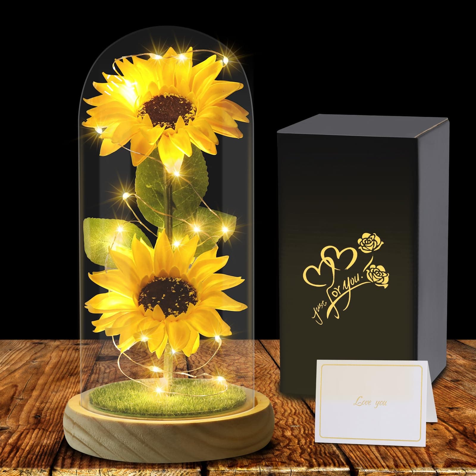 Girasole Regalo di la Festa Della Mamma per Donna, Girasole Artificiale in Cupola di Vetro, Regali di Girasole Eterni per le Donne per Anniversario, Fiore Artificiale Regalo per Donne Mamma Nonna