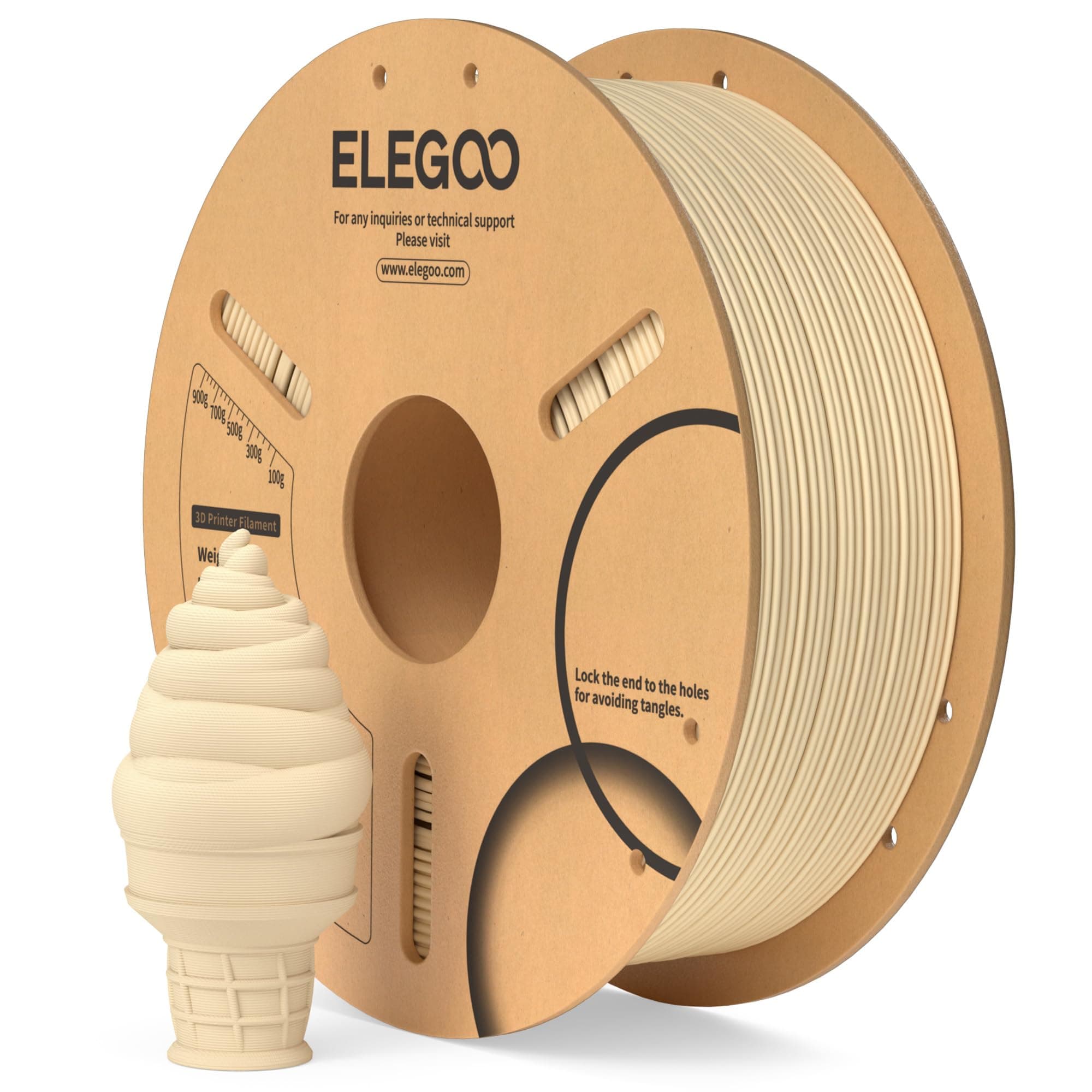 ELEGOO Filamento PLA 1.75mm Beige 1KG, Filamento per Stampante 3D, Precisione Dimensionale +/- 0.02mm, Filamento per La Maggior Parte delle Stampanti 3D