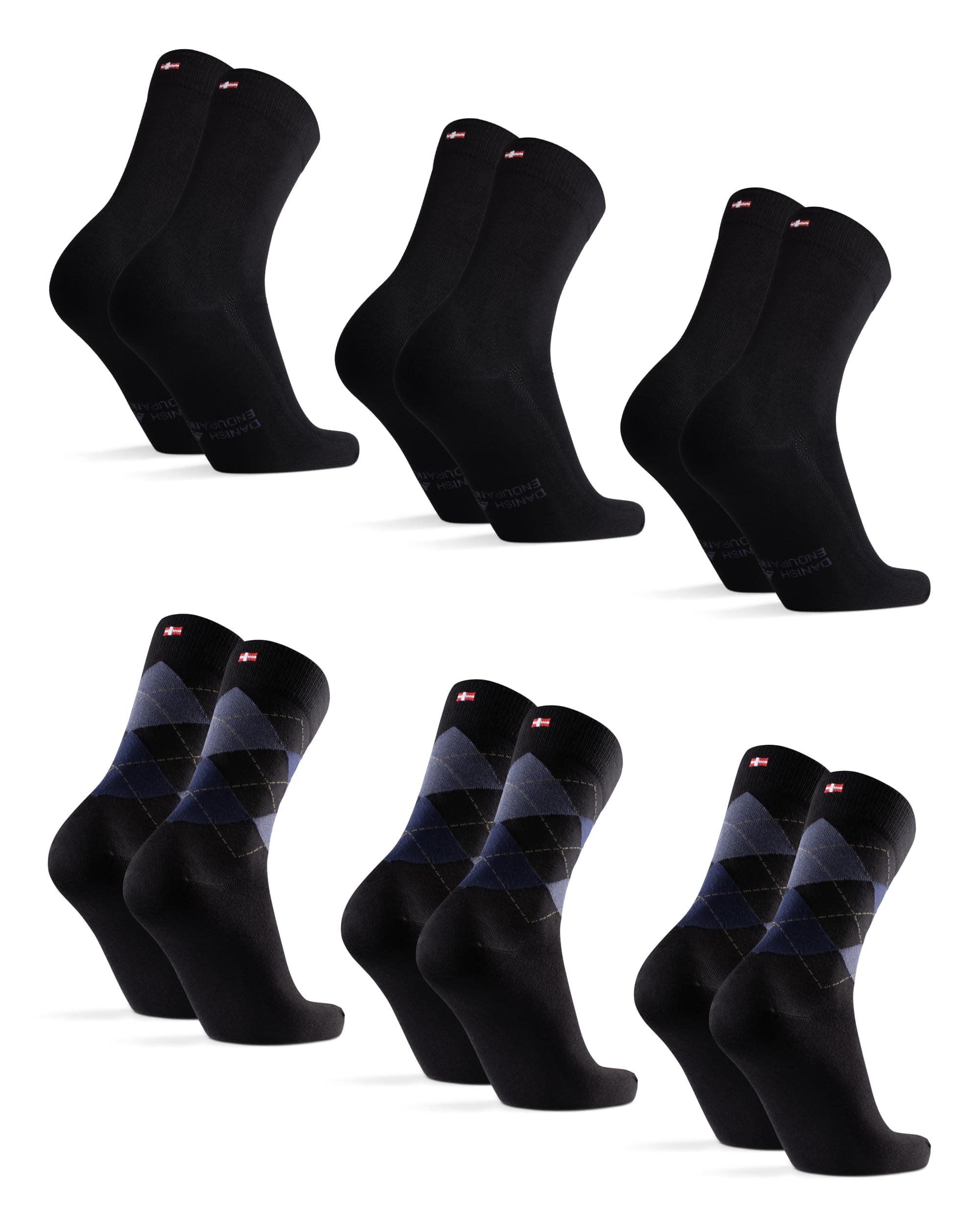 DANISH ENDURANCE Calcetines Casuales de Bambú Unisex, Suaves y Transpirables, Calcetines Ejecutivos para Hombre y Mujer, 6 Pack