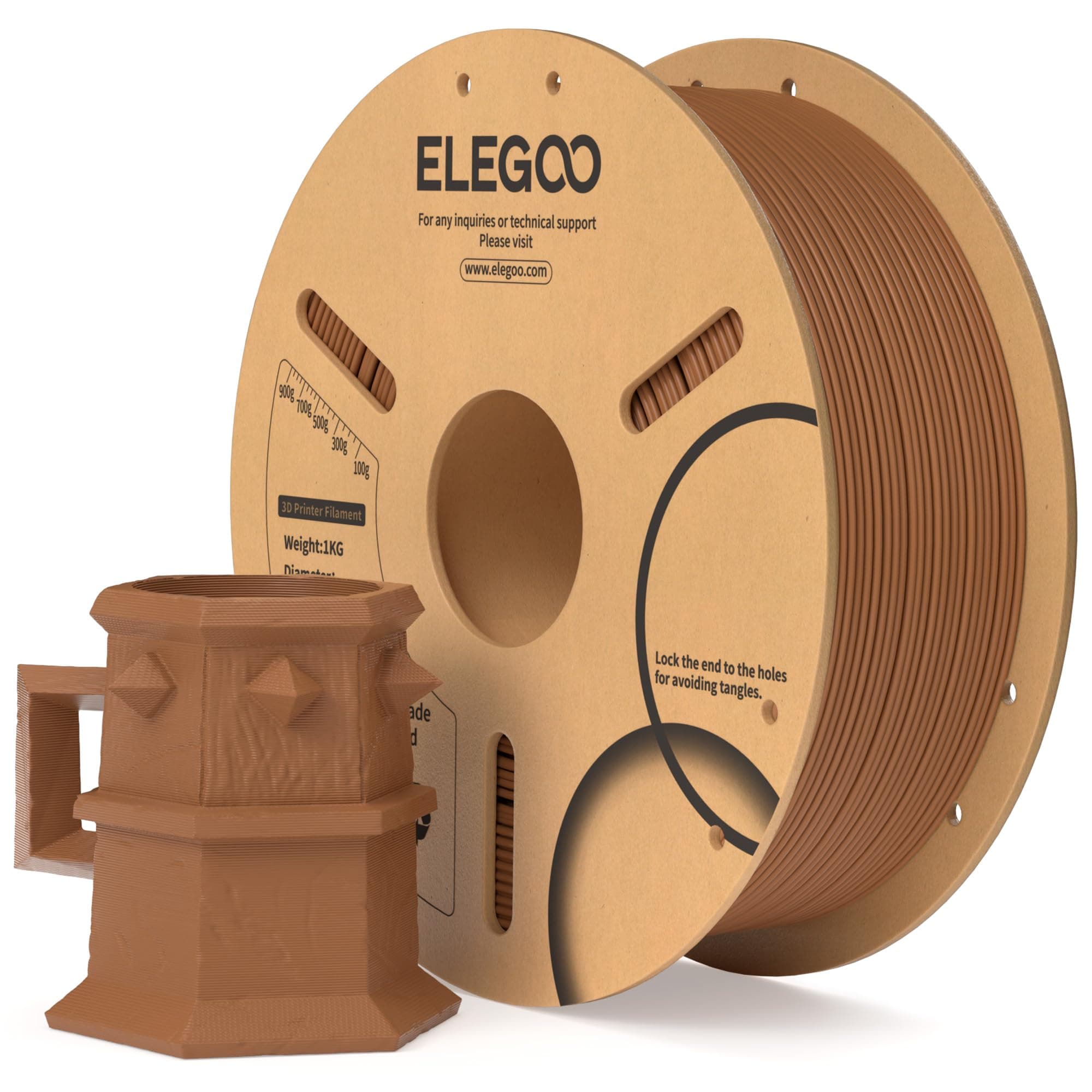 ELEGOO PLA Filament 1.75mm Braun 1KG, 3D Drucker Filament Maßgenauigkeit +/- 0,02 mm, 1kg Pappspule (2.2lbs) Filament-3D-Druckmaterialien für die Meisten 3D Printer