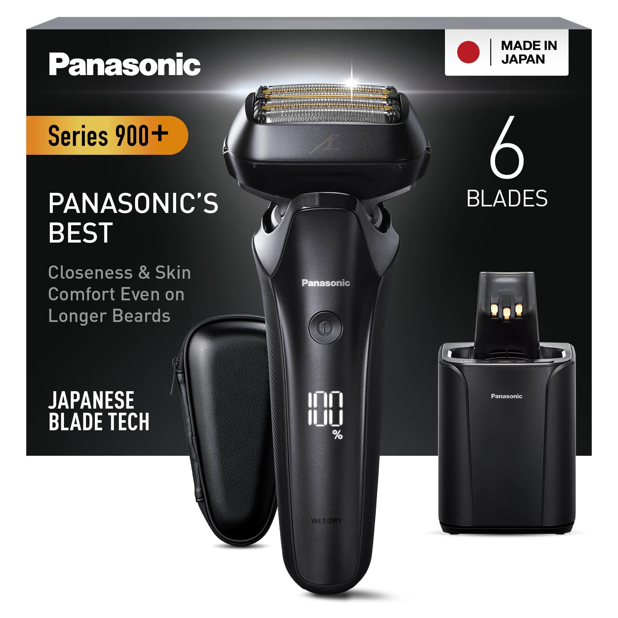 Panasonic Series 900+ ES-LS9A Afeitadora Eléctrica De 6 Hojas En Seco Y Húmedo Para Hombres, Afeitadora Eléctrica Con Sensor De Barba Sensible, Limpieza Automática Y Sistema De Carga