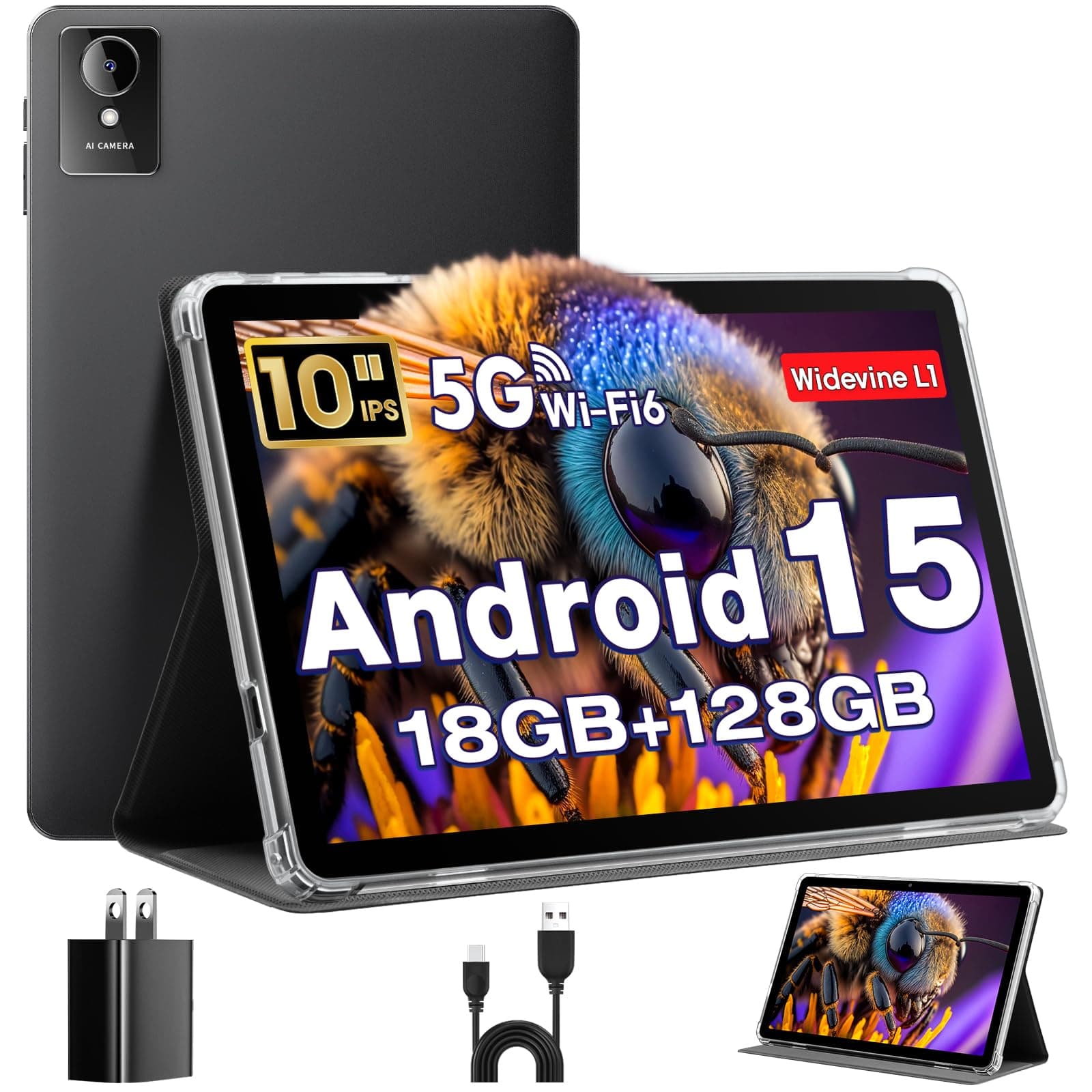 11 Pollici Tablet con Gemini AI, Tablet Android 16 con Custodia Mouse Tastiera, Octa-Core, 24 GB RAM 256 GB ROM 2 TB TF, 1920*1200 Display HD, 90Hz, Fotocamera Doppio 8MP + 13MP, 8000 mAh (K50)