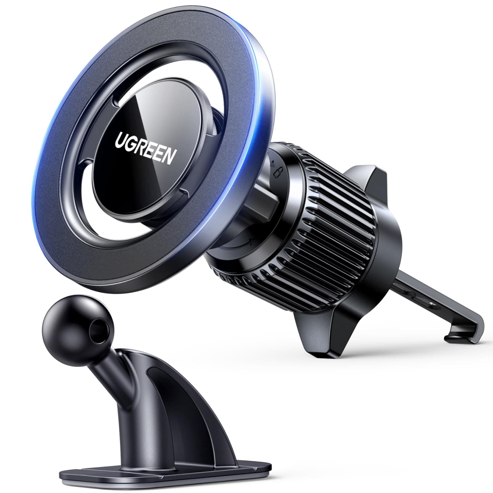 UGREEN Handyhalterung Auto für MagSafe [2 in 1] mit 20*N52 Starker Magnet, Magsafe Autohalterung für Armaturenbrett & Lüftung Kompatibel mit iPhone 17 16 15 14 13 12 Pro Max, MagSafe Hülle