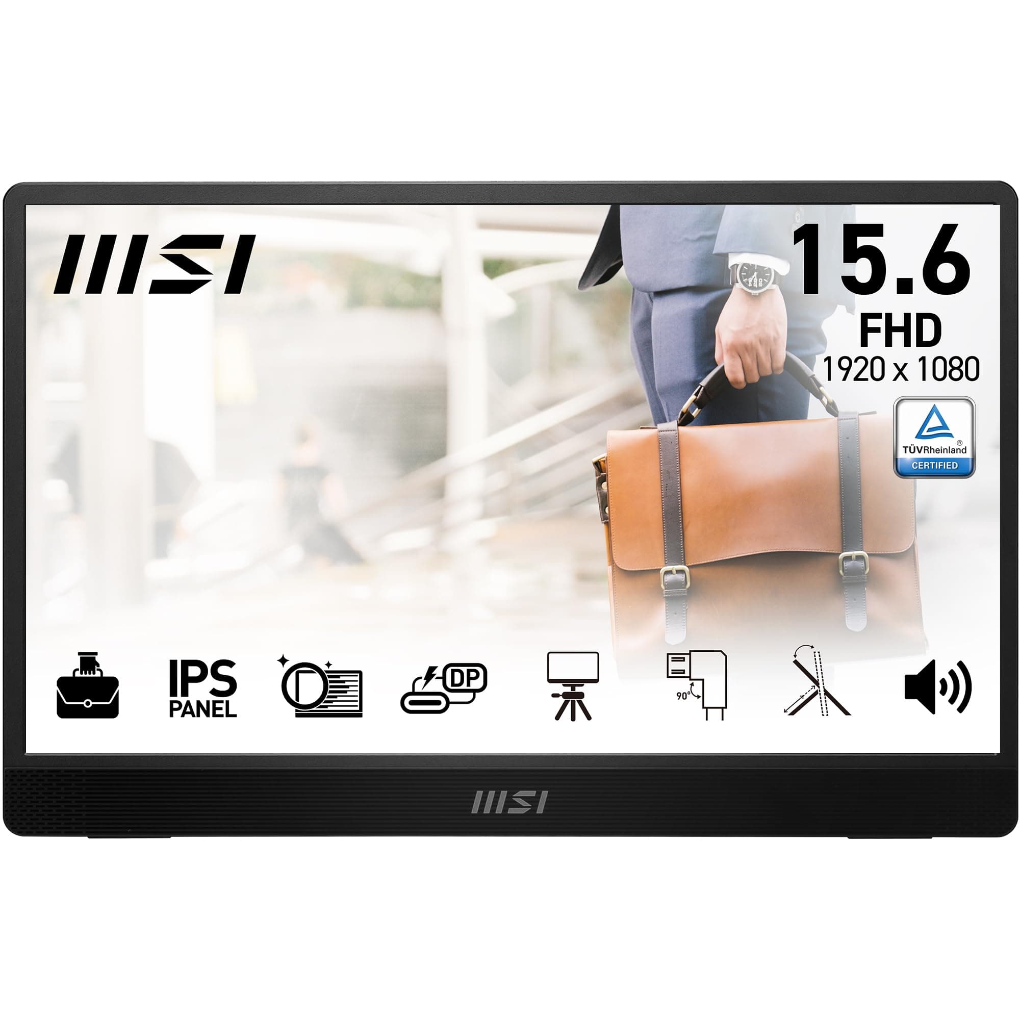 MSI Pro MP161 E2U écran Portable 15,6" Full HD - Dalle IPS 1920 x 1080, 60 Hz, écran respectueux des Yeux (PC, Portable, Mobile), HP intégrés - Mini-HDMI 2.0b, 2 x USB Type-C