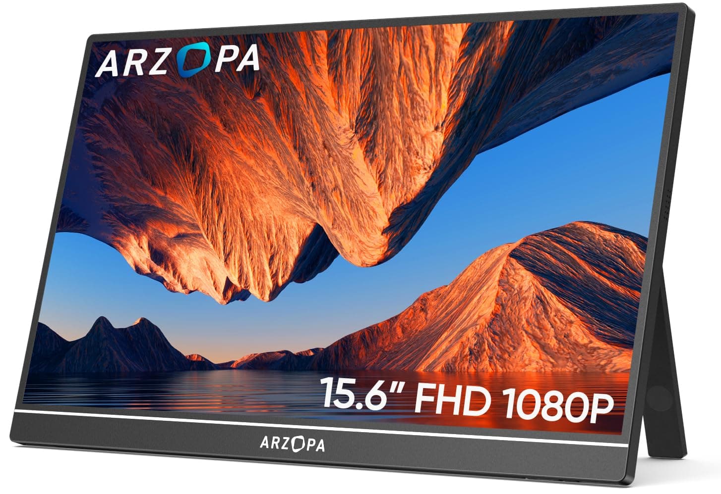 ARZOPA Écrans Portable 15,6" 1920 x 1080 FHD IPS pour Ordinateur Portable avec Béquille, Deuxième Écran Ultra Fin pour Ordinateur Portable/PC/Mac/PS3/4/5/Xbox - Connectivité USB C et HDMI - A1