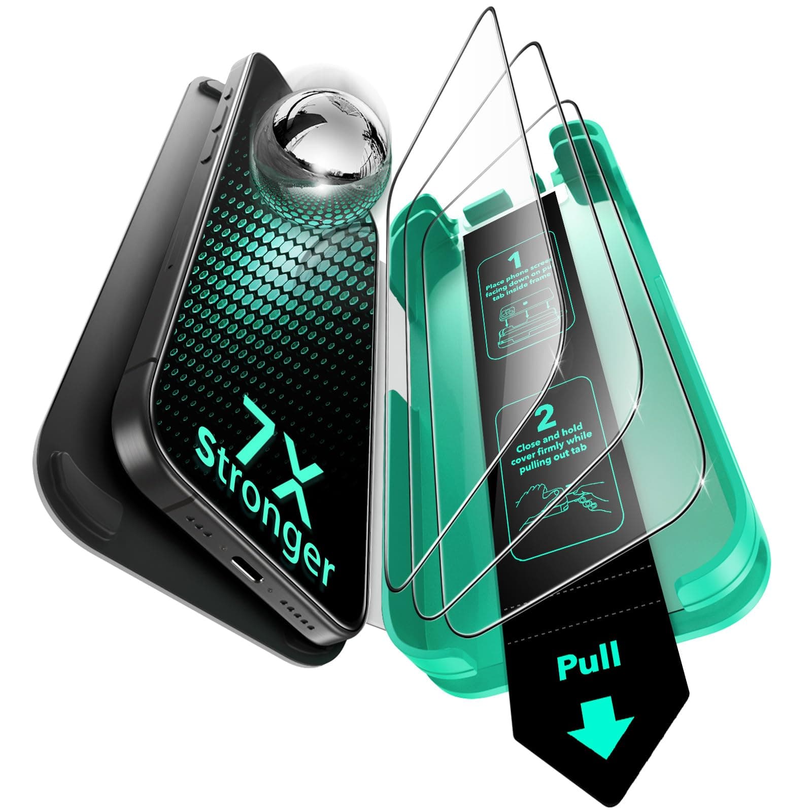 ESR für iPhone 16 Pro Max für Panzerglas, Armorite Displayschutzfolie gehärtetem Glas 3 Stück, blasen staubfrei, gehärtetes Glas militärnorm Schutz, langlebig mit praktischem Befestigungswerkzeug