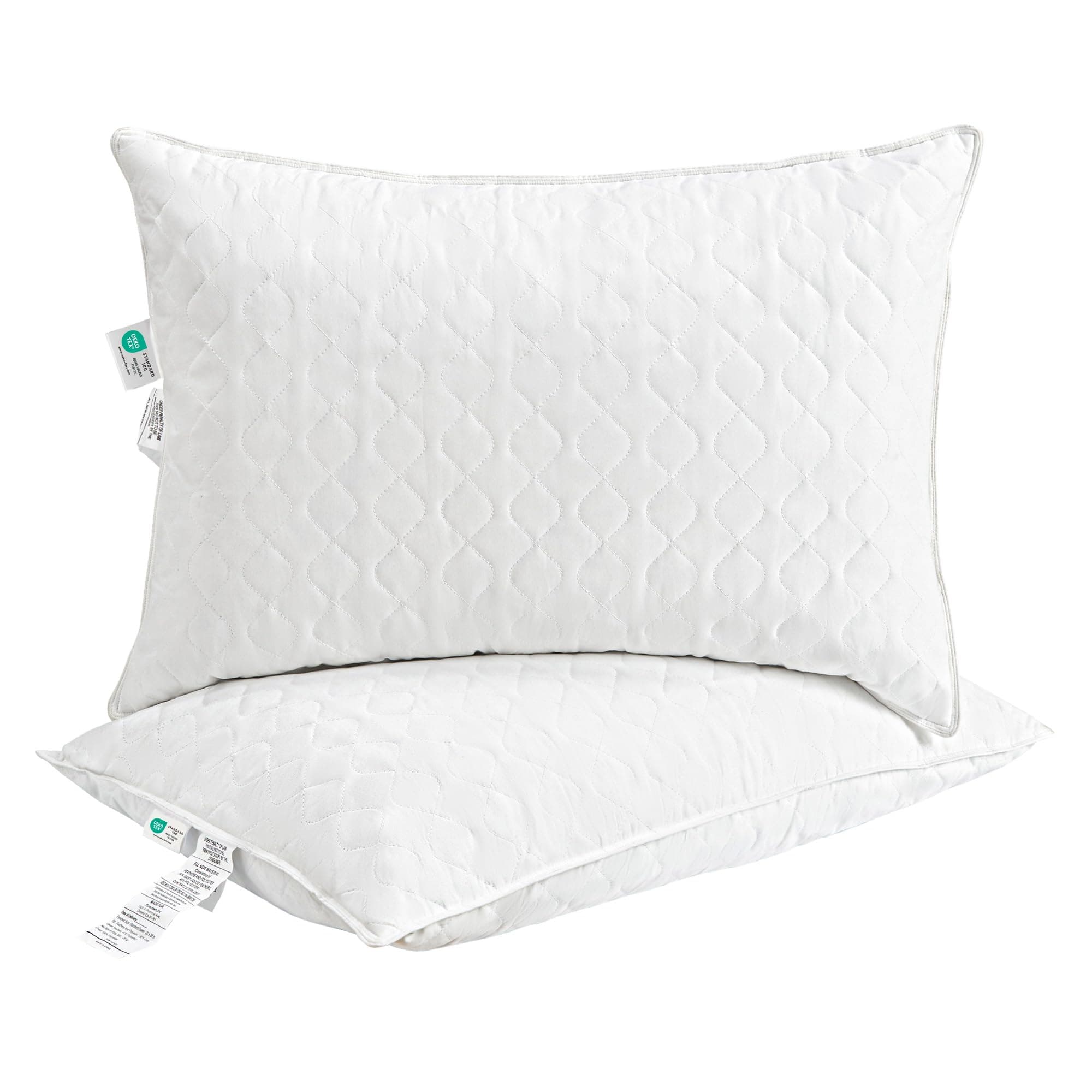 Deodar Almohada de Pluma 50x70, Almohada de Lujo para Dormir de Pluma de Ganso, 100% Algodón Orgánico Funda, Lavable, Certificación Öko-Tex y RDS, 2 Piezas