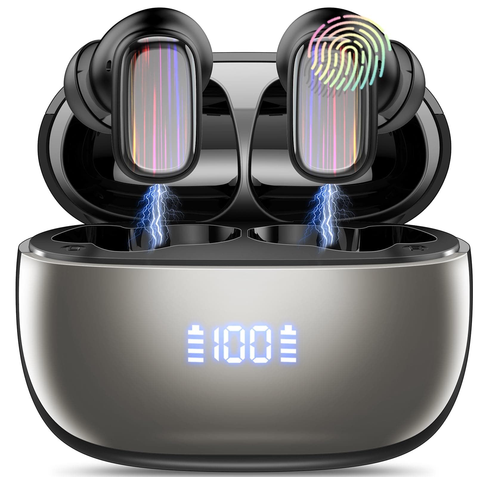 Conyat AI Cuffie Traduzione, Buletooth 5.4 Auricolari Traduzione con 164 Lingue/6 Modalità di Traduzione, Cuffie Traduttrici 3-in-1 con ENC Mics, Cuffie Bluetooth 5.4 per Viaggi/Affari/Studio, Nero