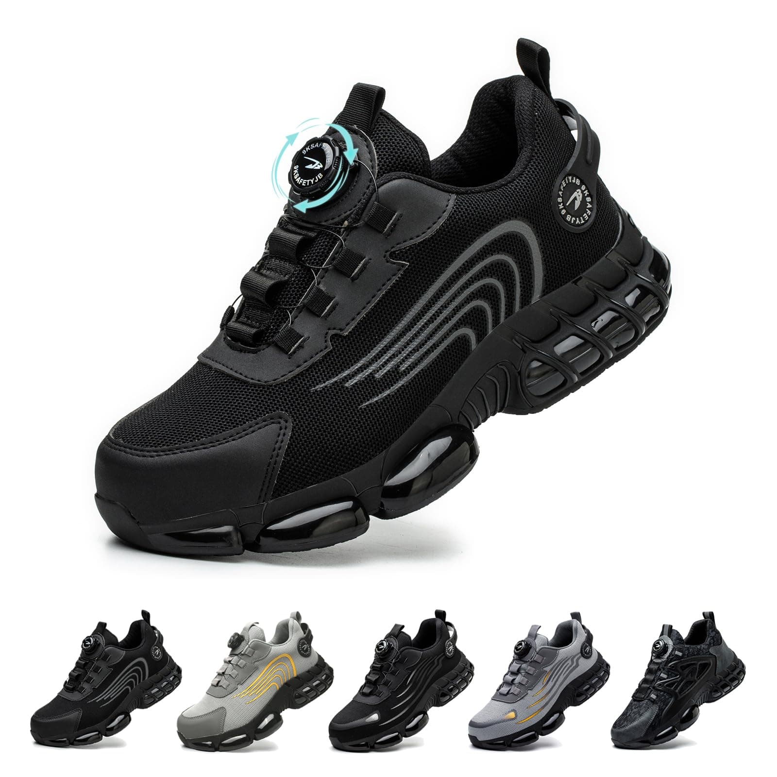 Gugifcto Scarpe Antinfortunistiche Uomo Donna Moda Sneakers Antiscivolo Leggere Traspiranti Rilascio Comode Rapido Scarpe Sicurezza con Punta in Acciaio 36-48 EU