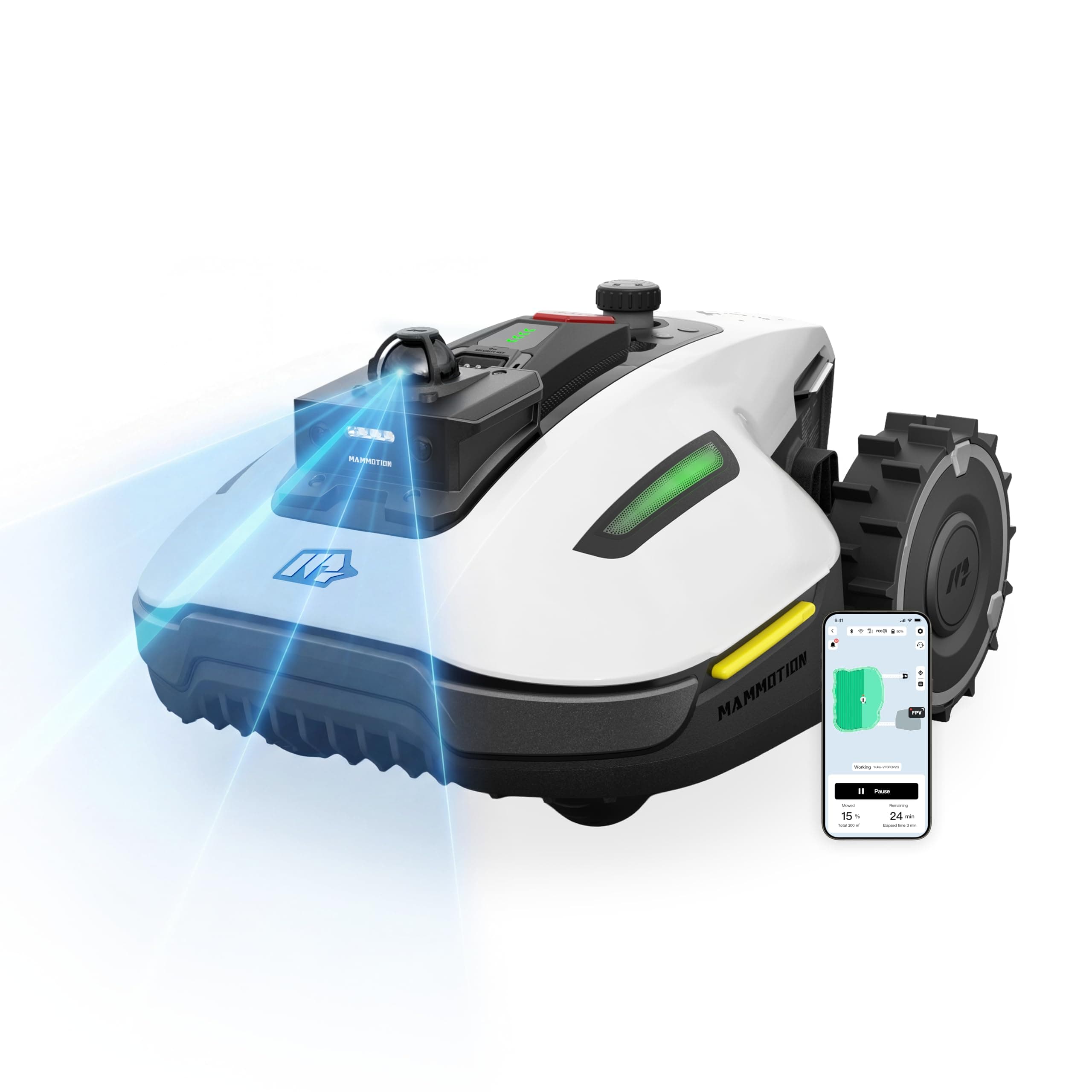 MAMMOTION YUKA mini 2 800 LiDAR Mähroboter ohne Begrenzungskabel, für 800 m², 360° LiDAR + Kameranavigation mit KI-Steuerung, Erkennung von > 300 Hindernissen, DropMow, Schnitthöhe 20-60 mm