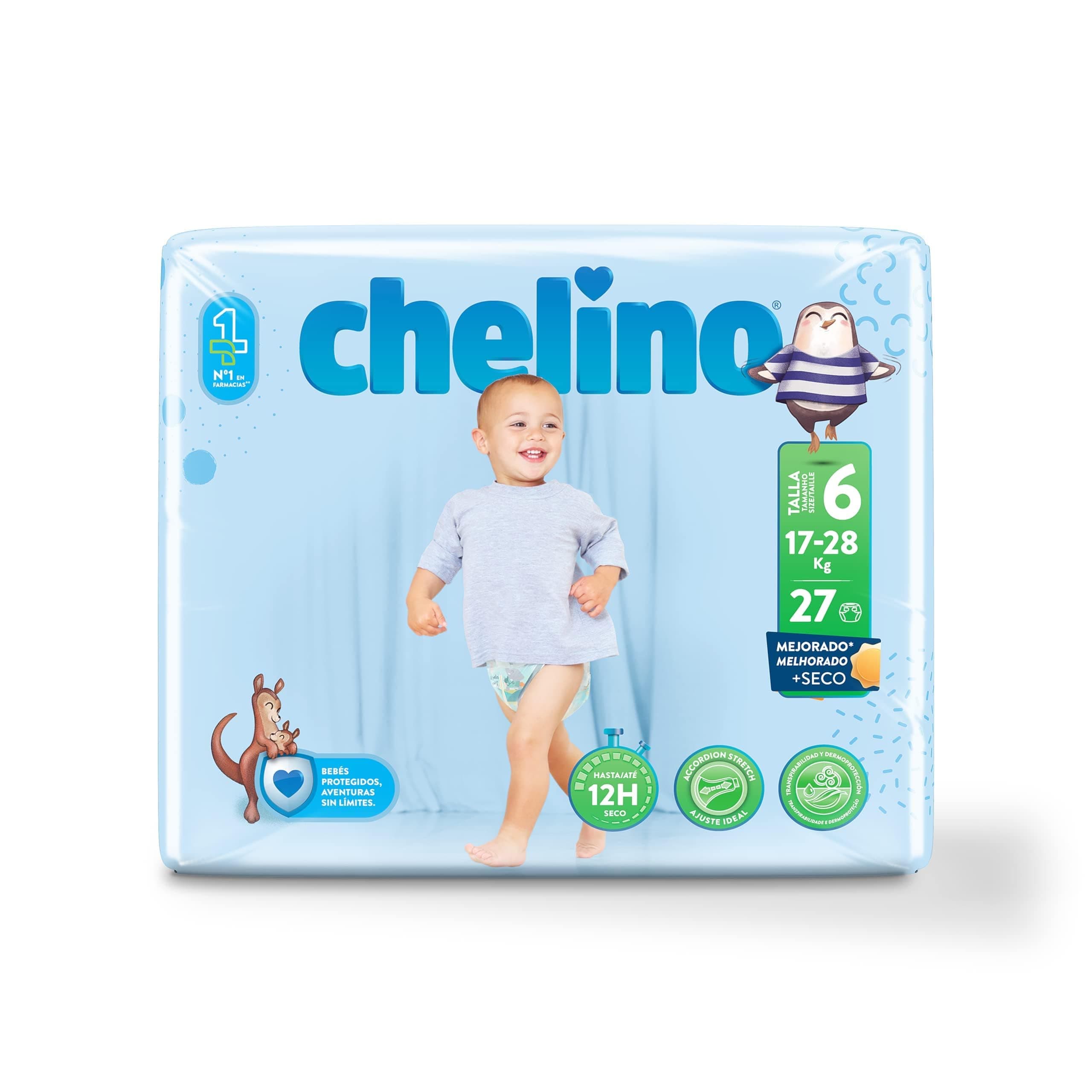 Chelino Pañal infantil, Blanco, Talla 6 (Paquete de 162)