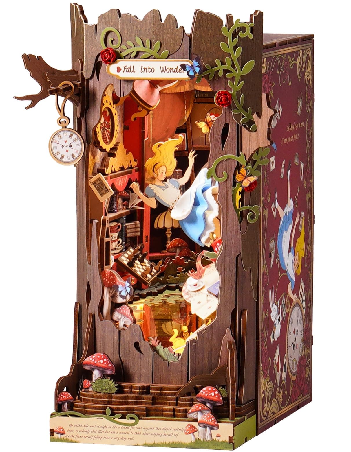 ROBOTIME Book Nook Booknook avec Lampe, Maison Miniature à Construire DIY Miniature House Diorama Décoration Maison Cadeau de Vacances (Fall Into Wonder)