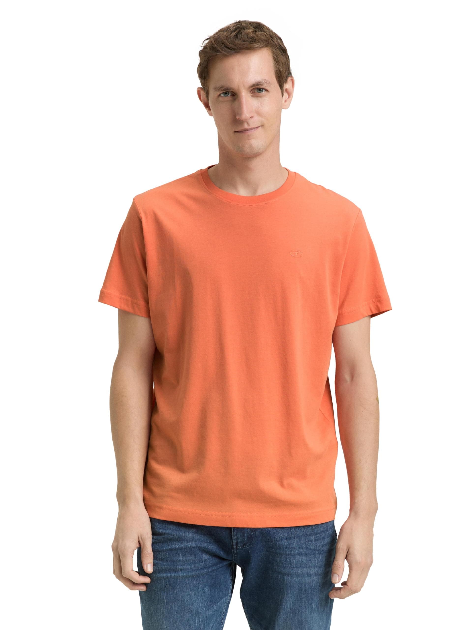 TOM TAILOR Herren Basic T-Shirt mit Stickerei