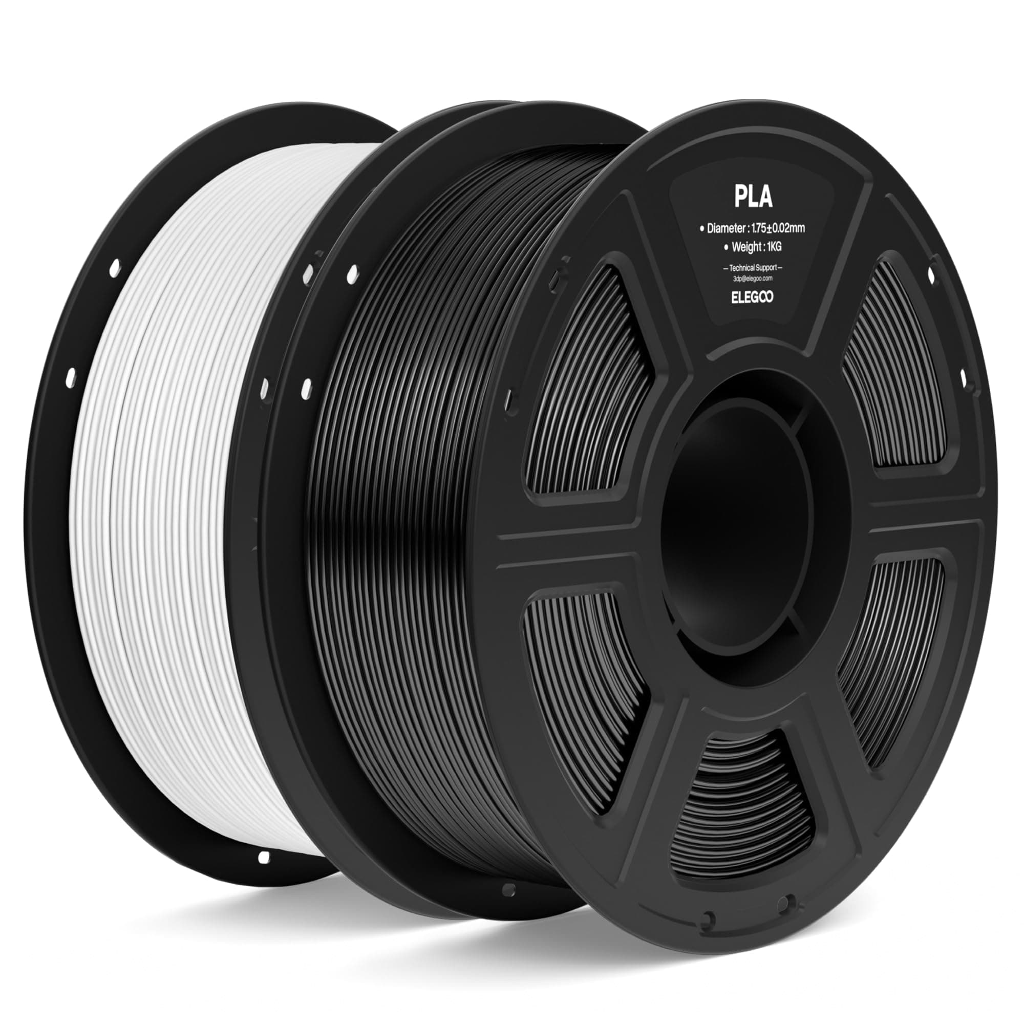 ELEGOO PLA Filament 1,75 mm Schwarz Weiß 2 KG, Filament-3D-Druckmaterialien 3D Drucker Filament, Maßgenauigkeit +/- 0,02 mm, 2 KG Kunststoffspule Passend für die Meisten 3D Printer