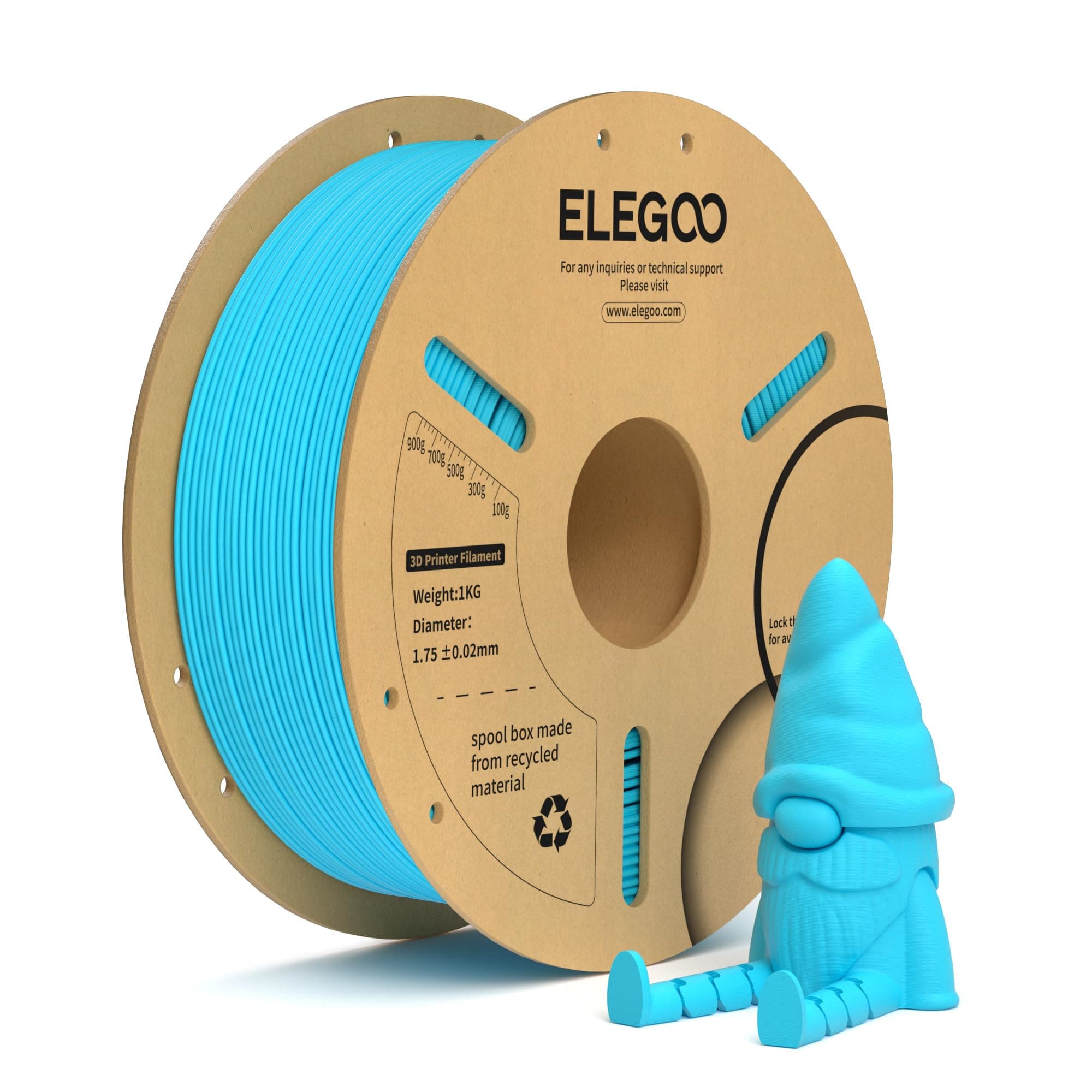 ELEGOO Filamento PLA+ 1.75 1KG Azul Cielo, Filamento para Impresora 3D, Precisión Dimensional +/- 0.02mm, Carrete Filamento 3D,para Mayoría Impresoras 3D