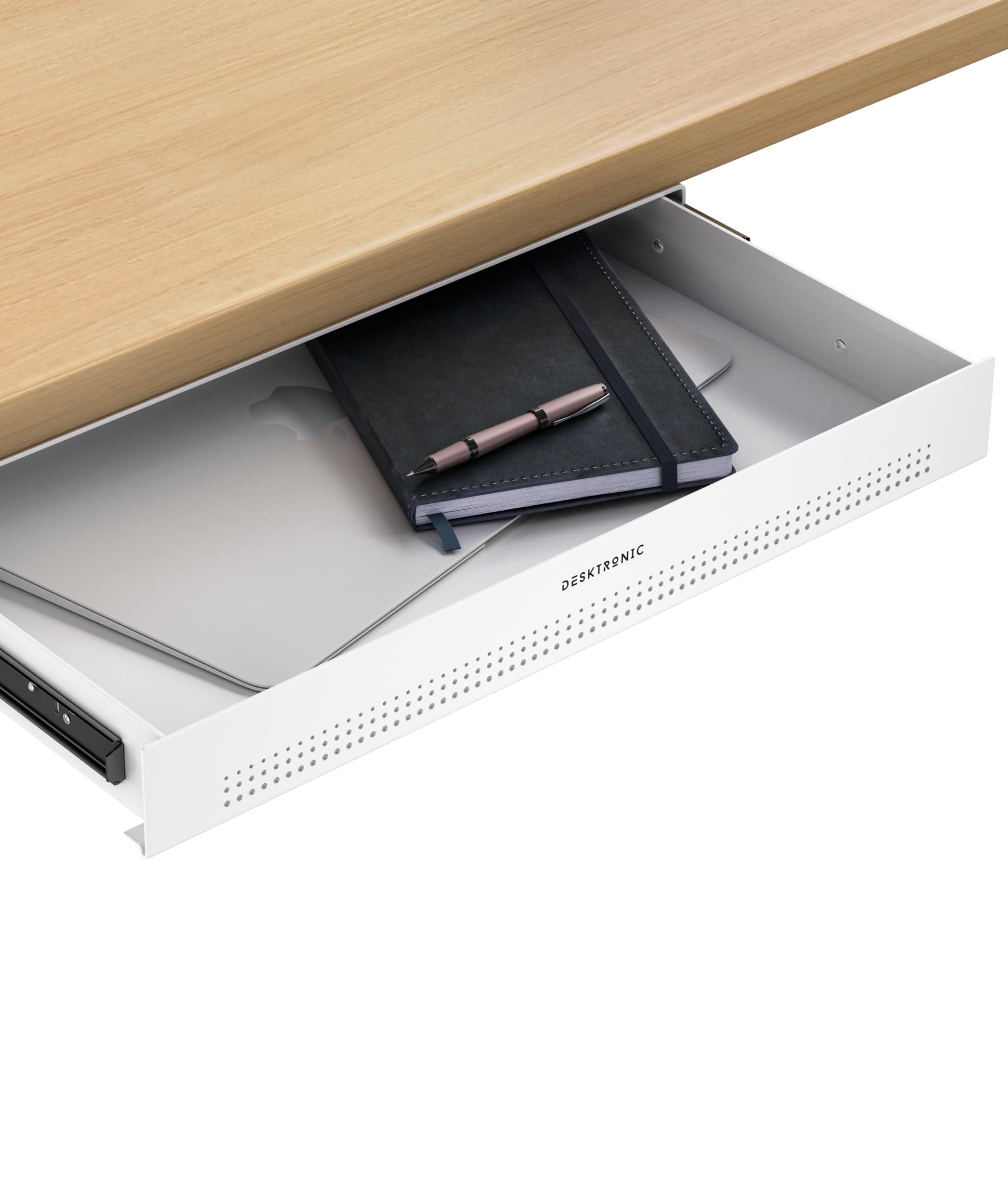 Desktronic Rangement de bureau | Caisson de rangement sous bureau| Bureau pour fournitures scolaires à domicile, Tiroir en métal, Caisson à tiroir caché. Blanc
