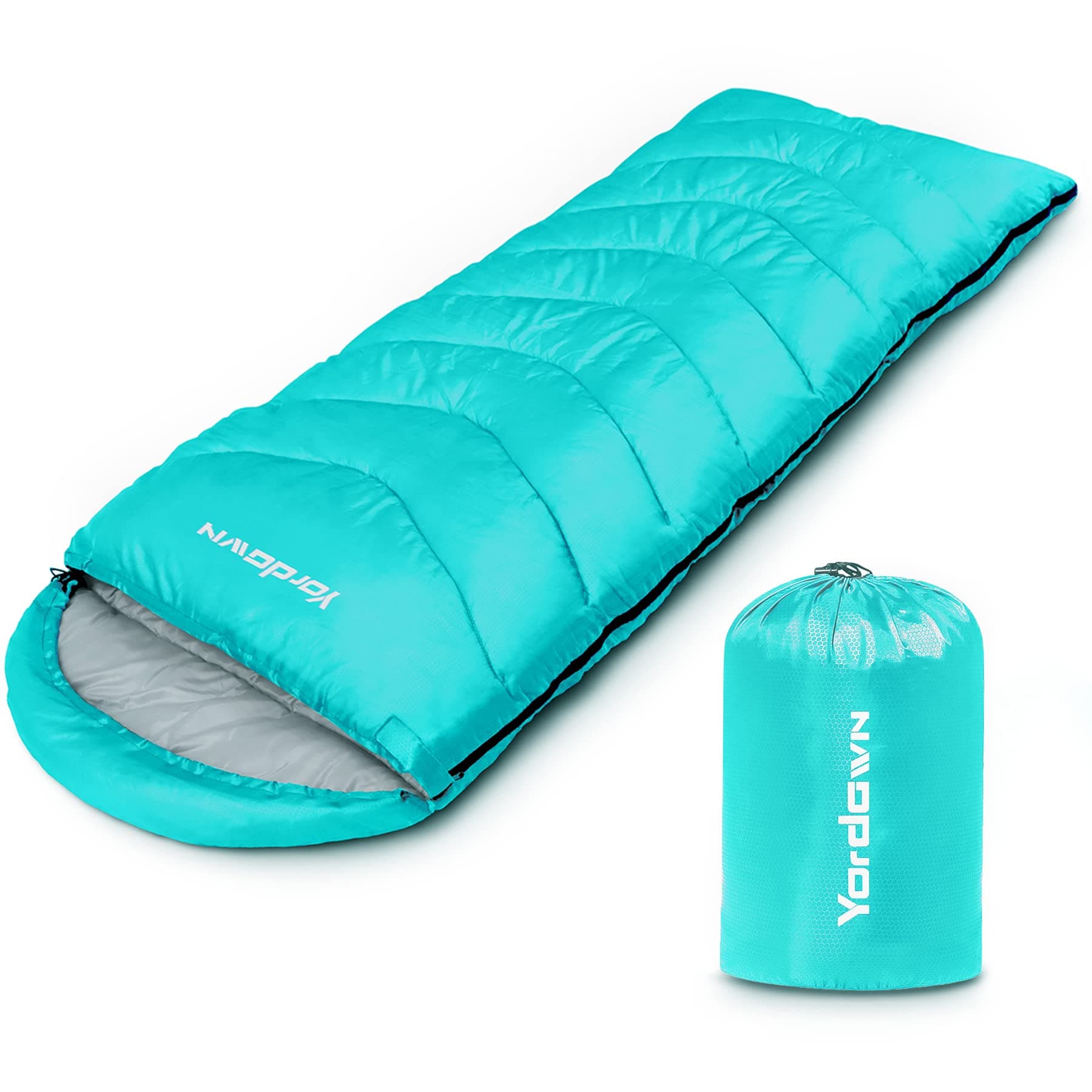 Yordawn Saco de Dormir Adulto Niños Ultraligero y Compacto, Saco Dormir Ligero Camping 4 Estaciones Sacos de Dormir Invierno Verano, Sleeping Bag Saco Cama Impermeable para Viajes Senderismo