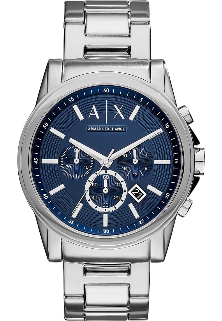 Armani Exchange Orologio da uomo, Movimento cronografico al quarzo e cassa da 45 mm con cinturino in acciaio