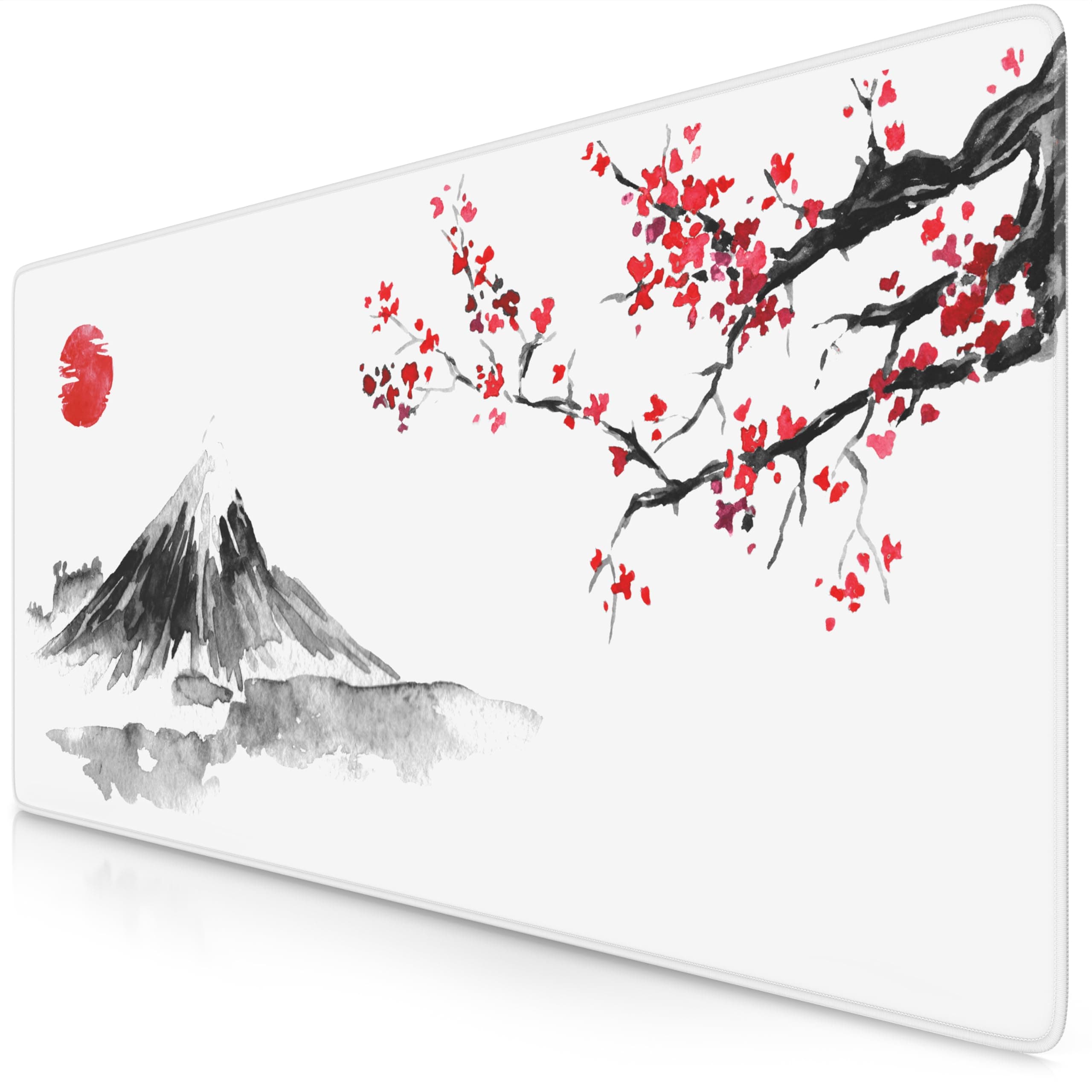 CSL-Computer TITANWOLF - XXL Speed Gaming Mauspad 900 x 400mm - XXL Mousepad - Tischunterlage Large Size - verbessert Präzision und Geschwindigkeit - Ink Sakura 4