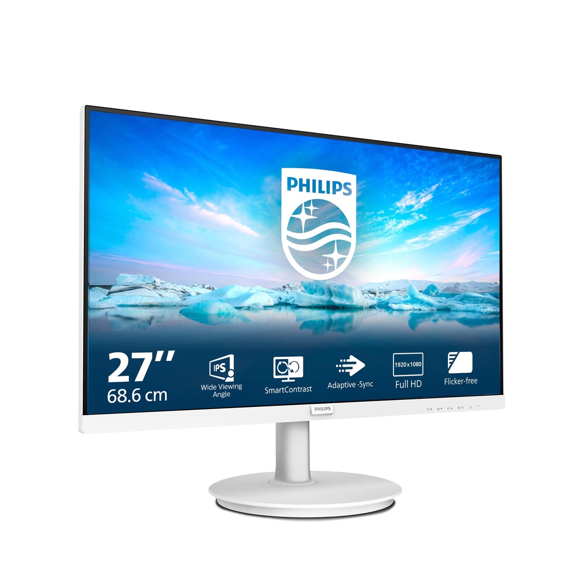 Philips Monitor 271V8AW Full HD da 27 pollici, altoparlante integrato, senza sfarfallio (1920 x 1080, 100 Hz, VGA, HDMI) biancoto