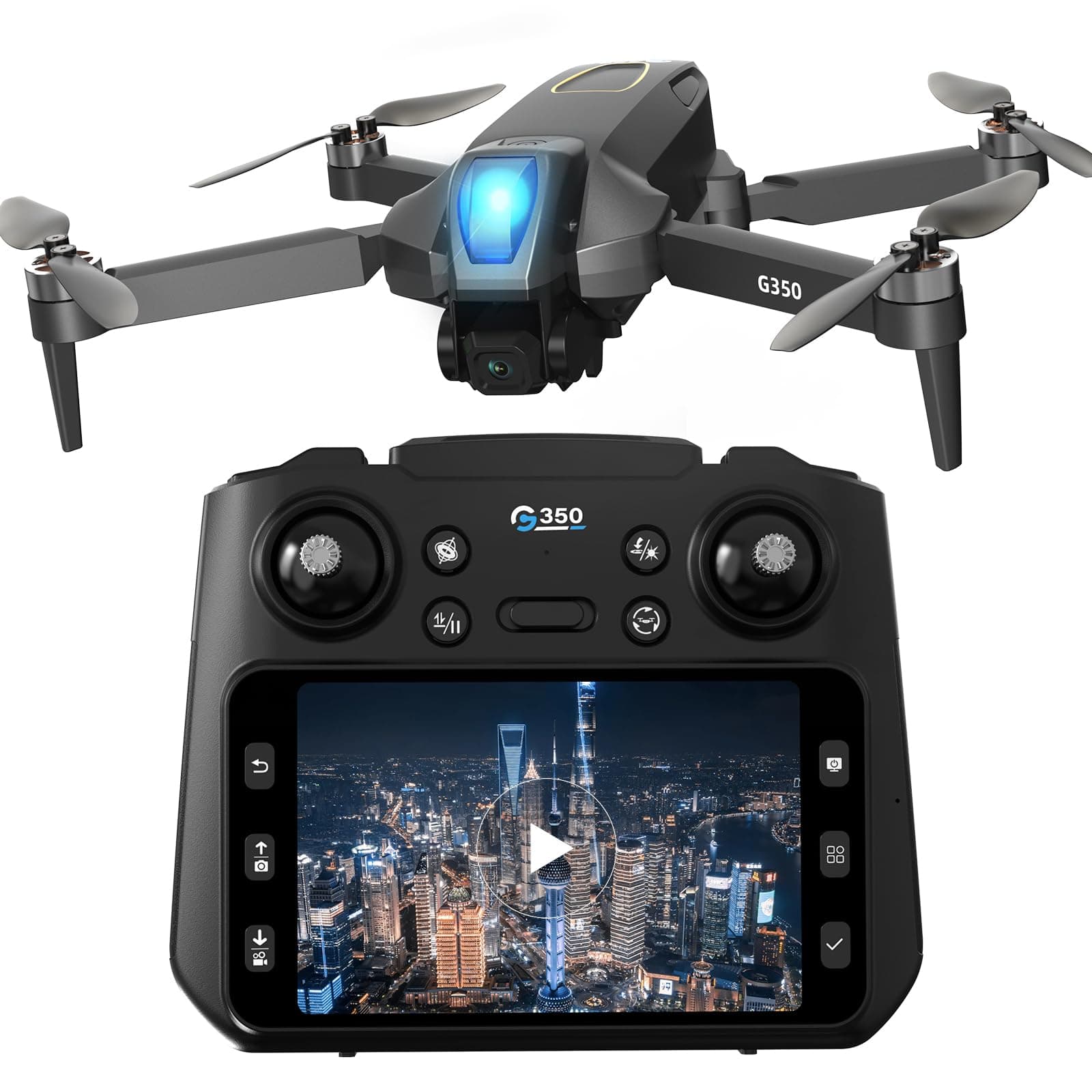 Drone con fotocamera 1080P, telecomando con schermo LCD da 4,5″, droni FPV | Dron con mando a distancia con pantalla de 4,5″para adultos/principiante/niños, cuadricóptero plegable, motor sin escobillas