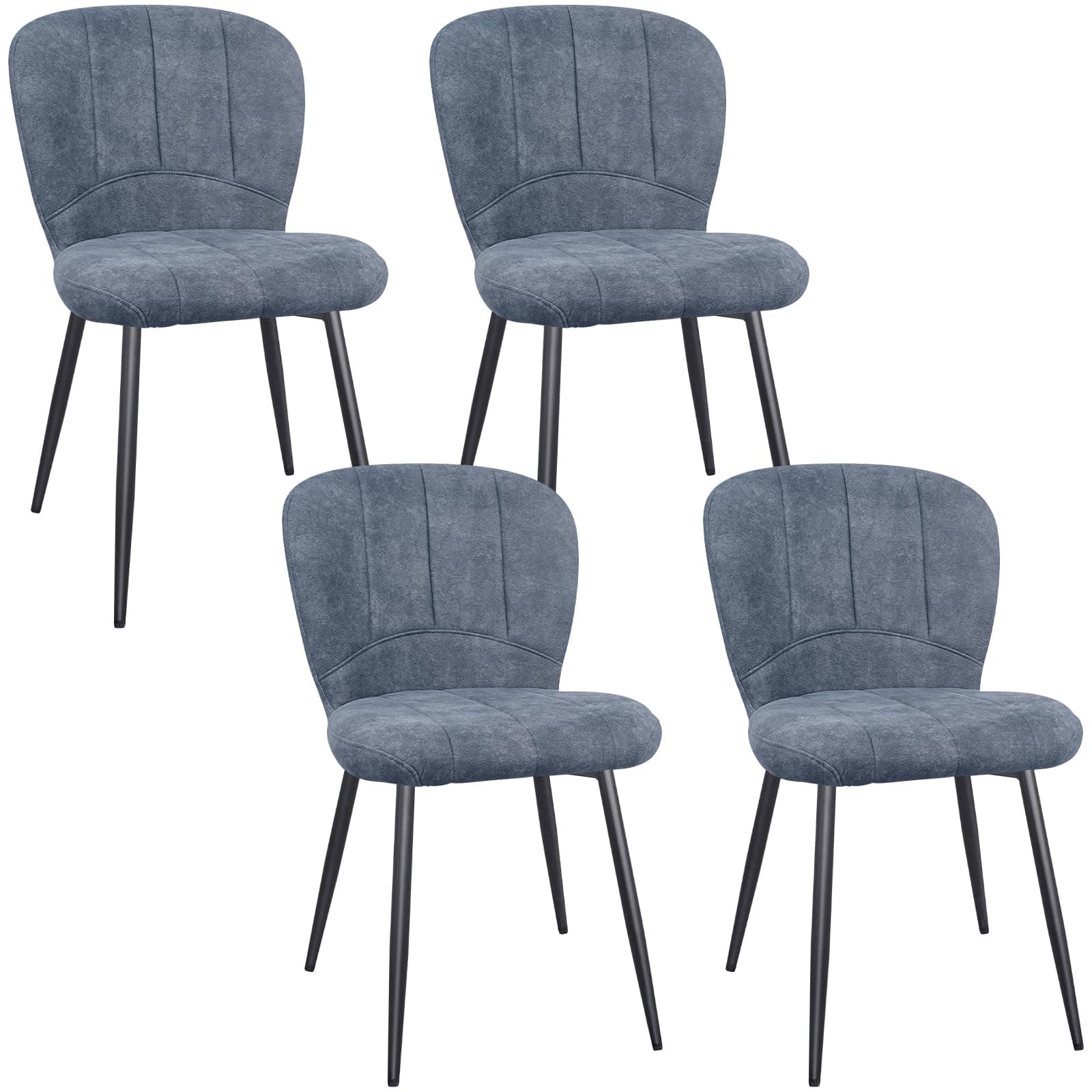 ANVOFONG Set di 4 Sedie Sala da Pranzo, Sedie da Cucina, Sedia Imbottita, Schienale in Tessuto con Gambe in Metallo Nero per Sala da Pranzo, Cucina, Grigio Scuro.