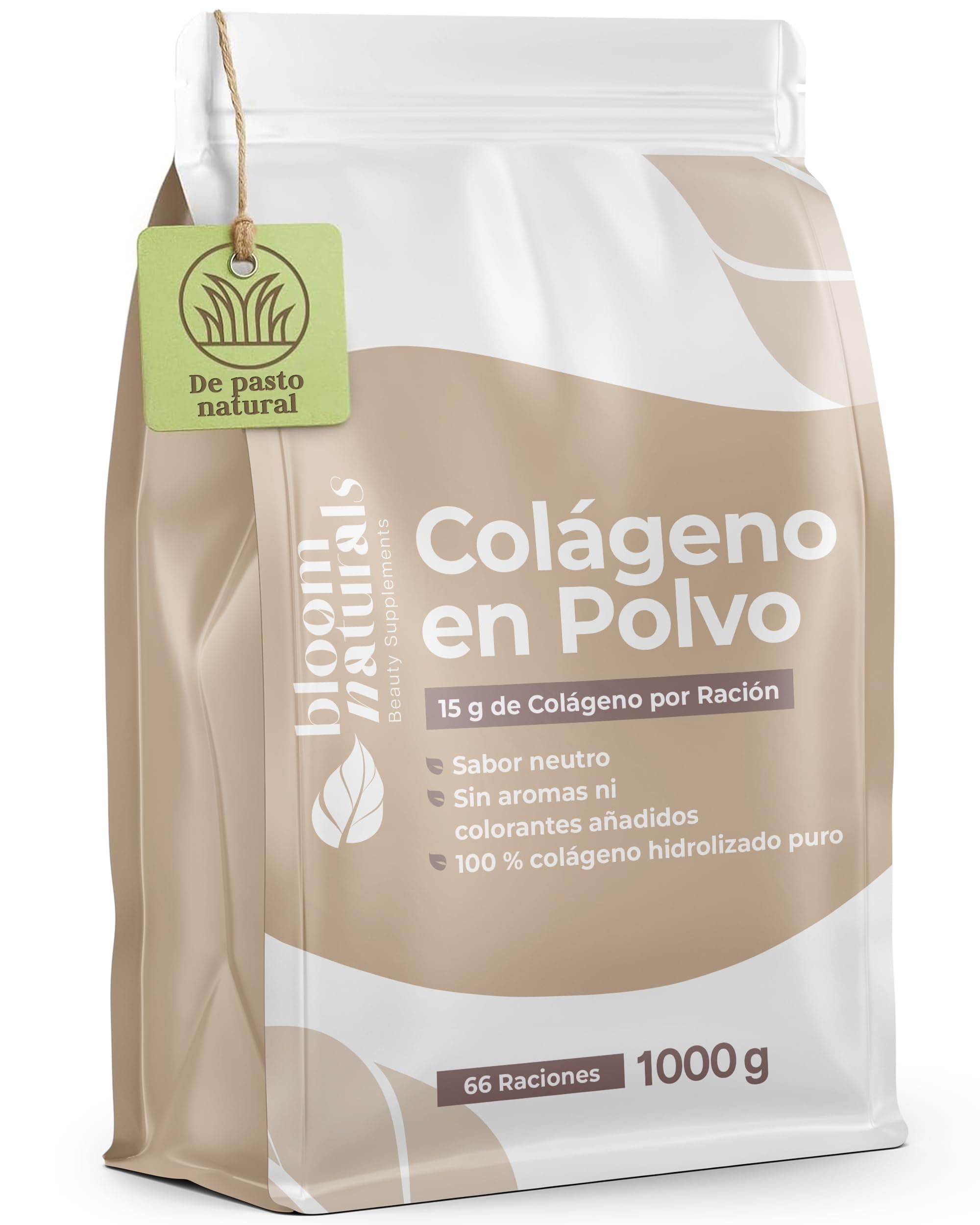 Colágeno en Polvo 1000g - 15g por Ración - 100% Colageno Hidrolizado Puro, Sabor Neutro, 66 Raciones - Producido en Alemania