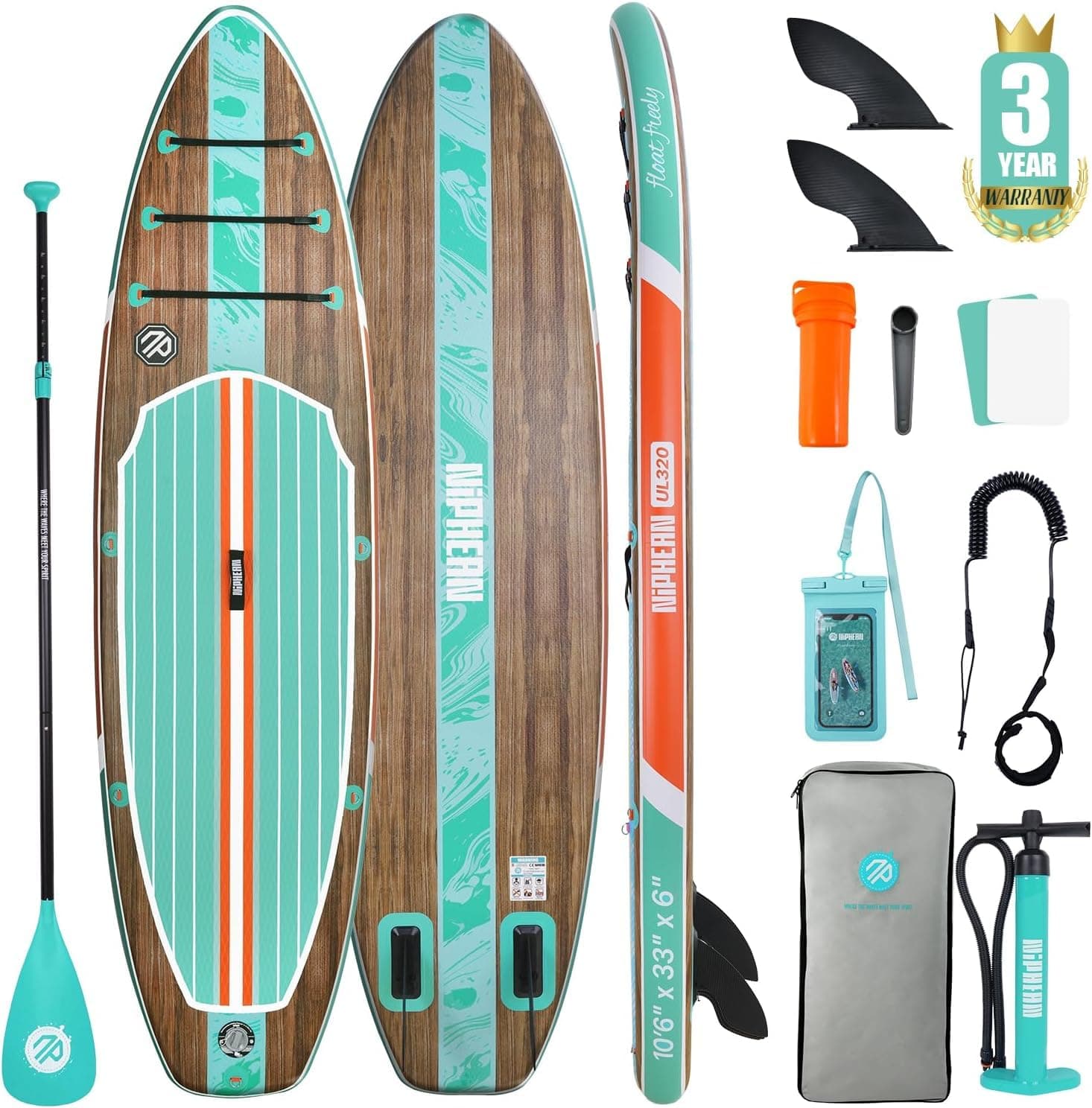 Niphean SUP Gonfiabile Adulti con Tutti gli Accessori, 320cm Stand up Paddle Gonfiabile per Tutti i Livelli, Paddle Board con Capacità di 200kg per 2 Persone, Tavola da SUP Gonfiabile con Sedia