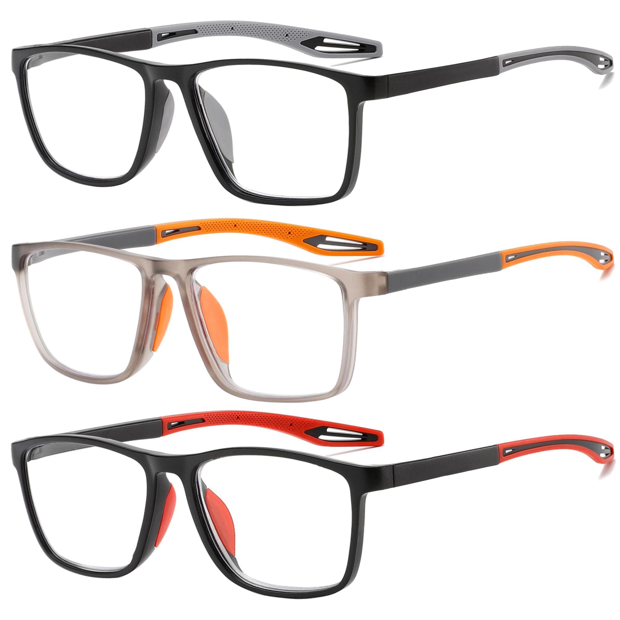 ZXYOO Occhiali da lettura da uomo 3 paia Stile sportivo Comodi e flessibili Lettori di blocco della luce blu per uomo