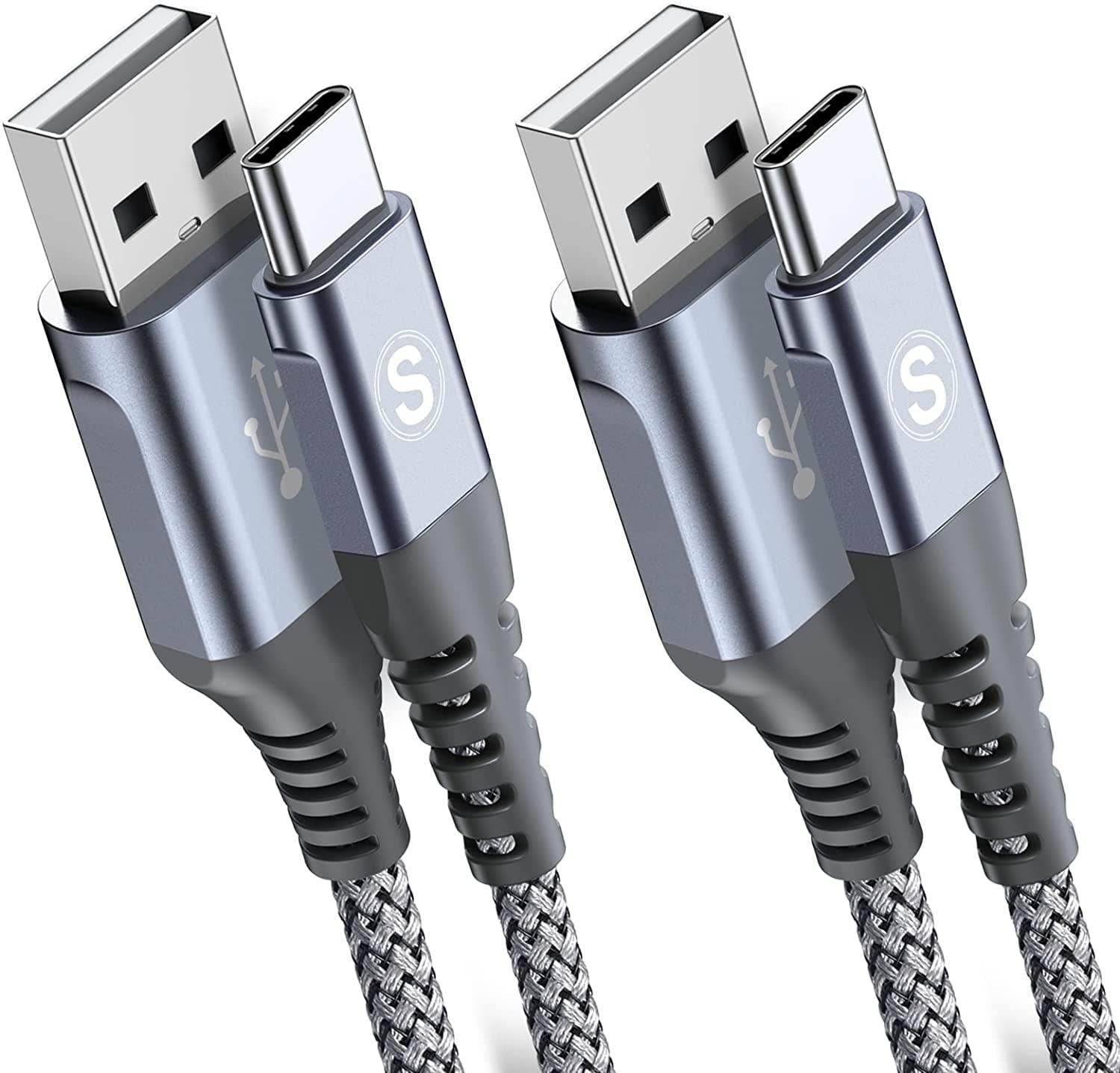 Cavo USB C [2 Pezzi,2m] Cavo Tipo C di Ricarica Rapida per i phone 15 Plus Pro Max,Samsung Galaxy S23/S22/S21 Flip z3 So ny,Xiaomi,Hua wei,Google Pixel e altri dispositivi Android USB-C-grigio