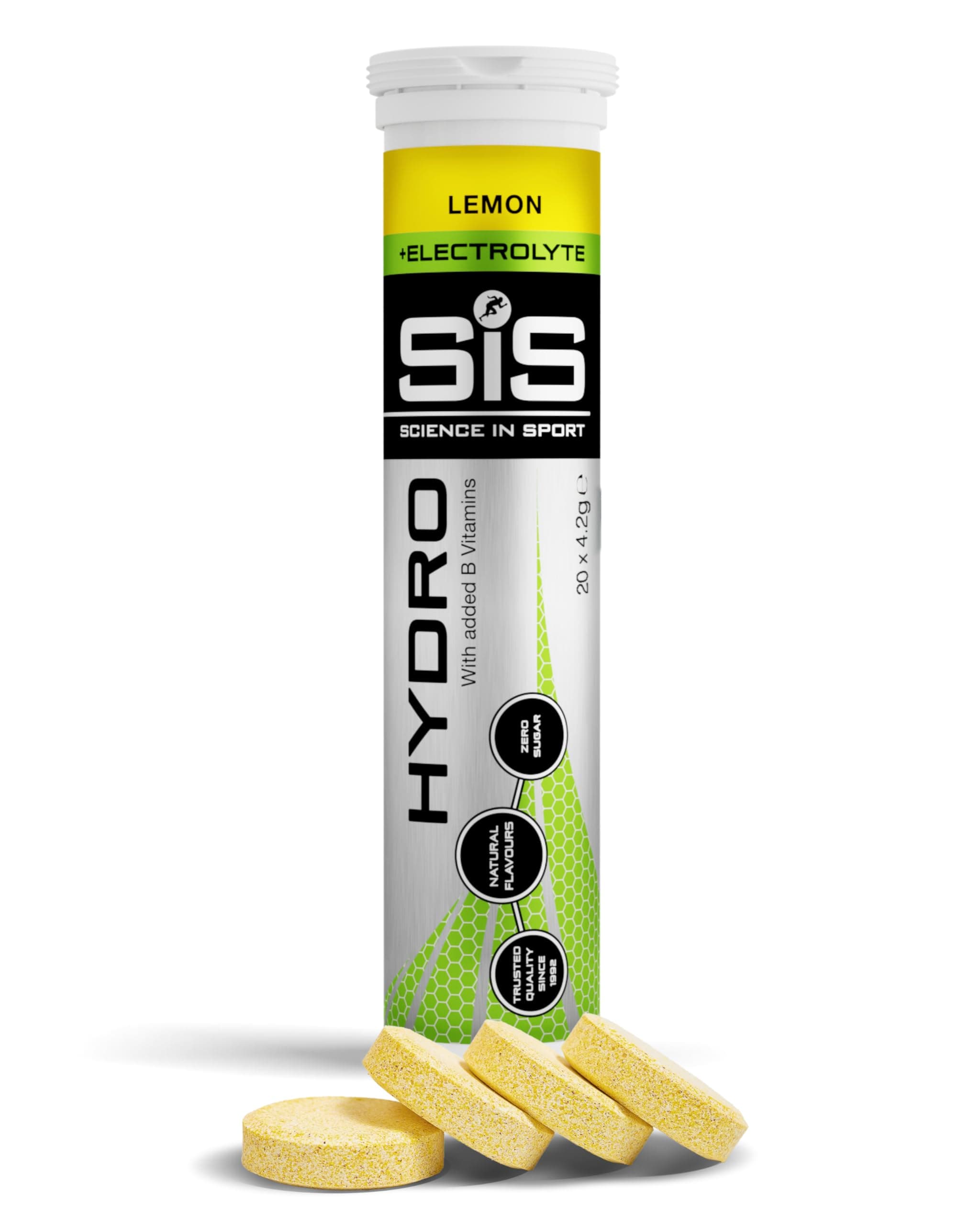 Science in Sport Hydro Elektrolyte Tabletten 20 Stk. Zitrone - Zuckerfrei, Vegan & glutenfrei, Mit Natrium, Calcium, Kalium & Magnesium für guten Elektrolyte-Haushalt (Verpackung kann variieren)
