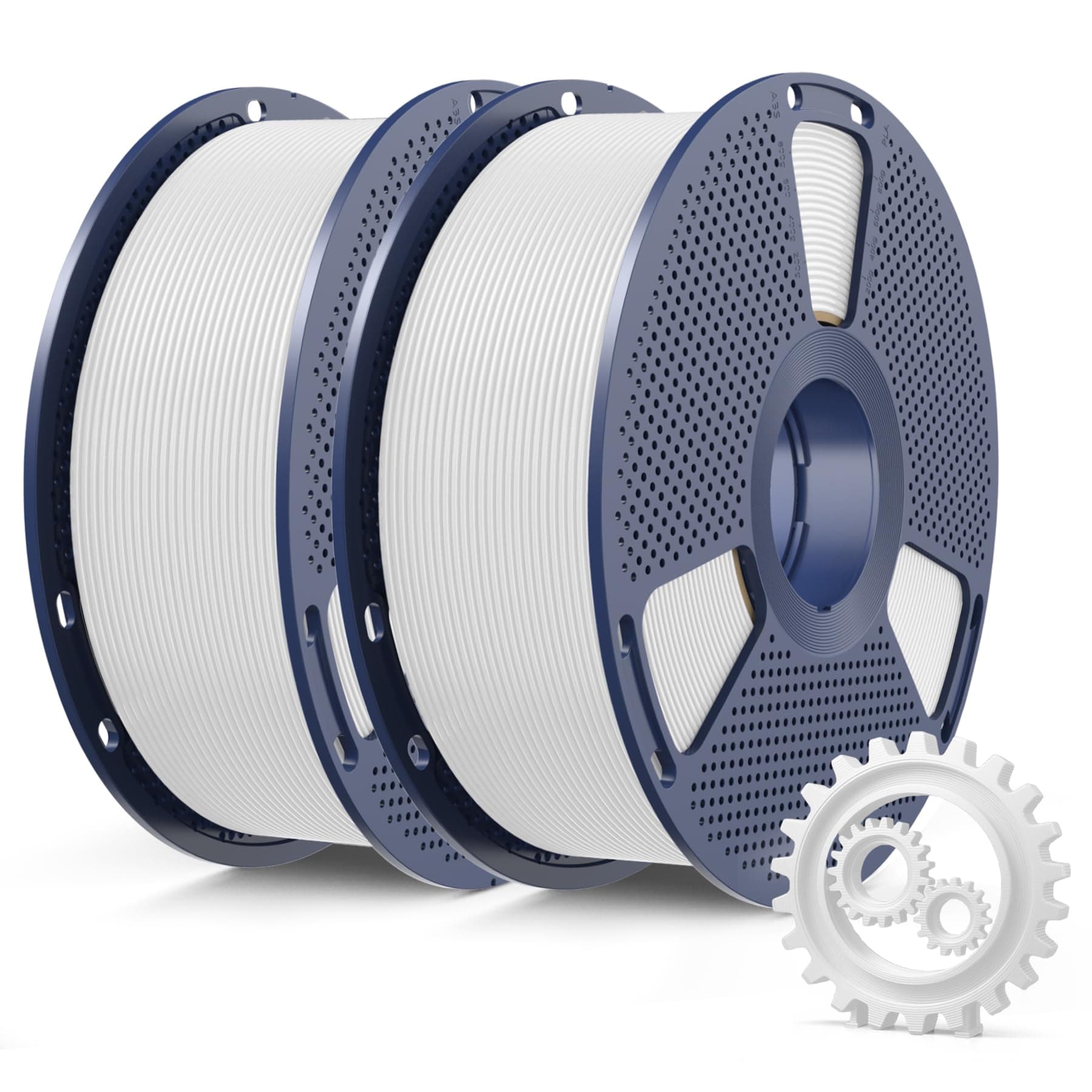 SUNLU PLA Plus 3D Drucker Filament, PLA+ Filament 1.75mm, Maßgenauigkeit +/- 0.02mm, 2 kg insgesamt, 1 kg pro Spule, Weiß+Weiß