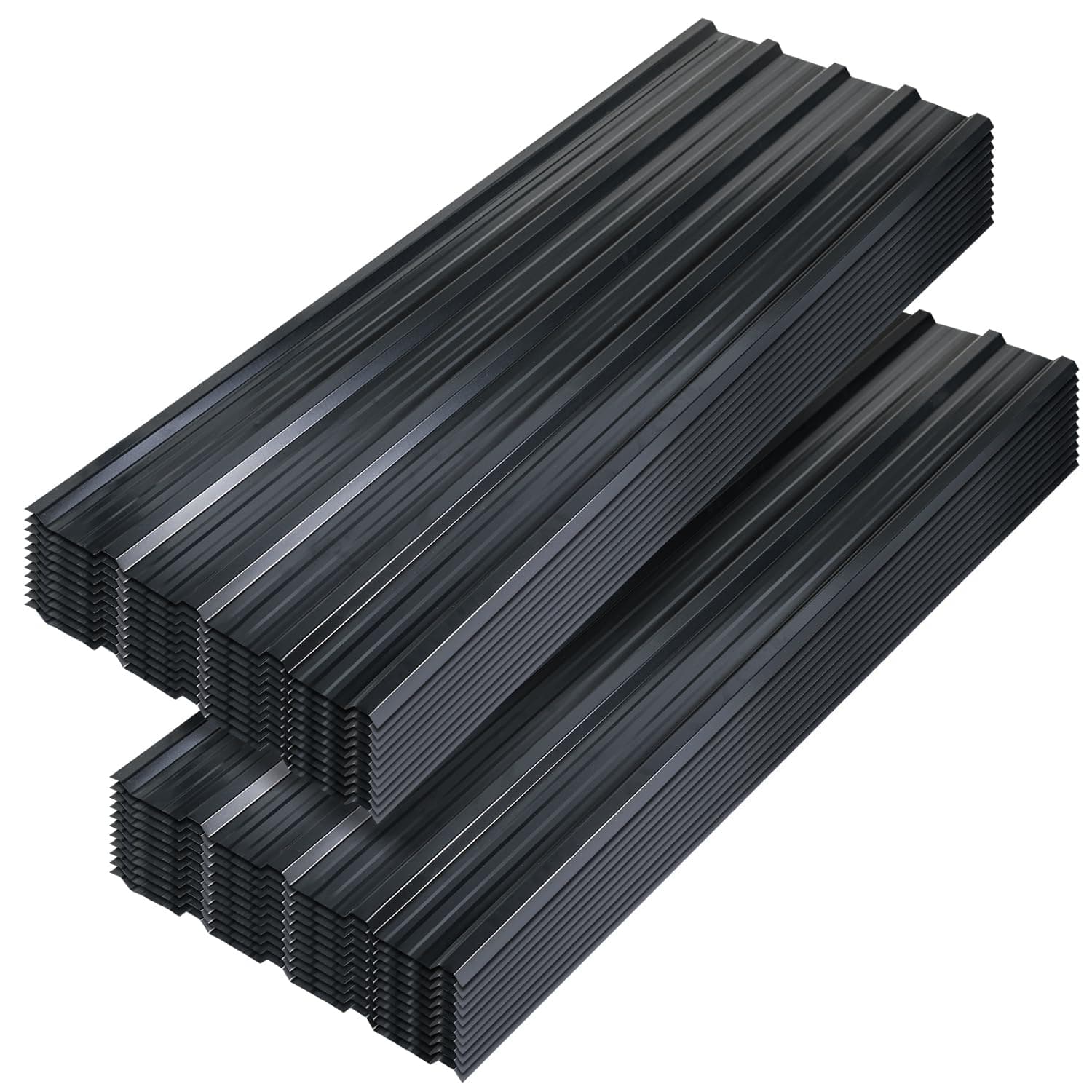 Vkechh Set de tôles trapézoïdales anthracite – 24 plaques de tôle ondulée, 129x46 cm, inoxydable, 0,25 mm d’épaisseur, idéal pour carport, revêtement mural et couverture de toit