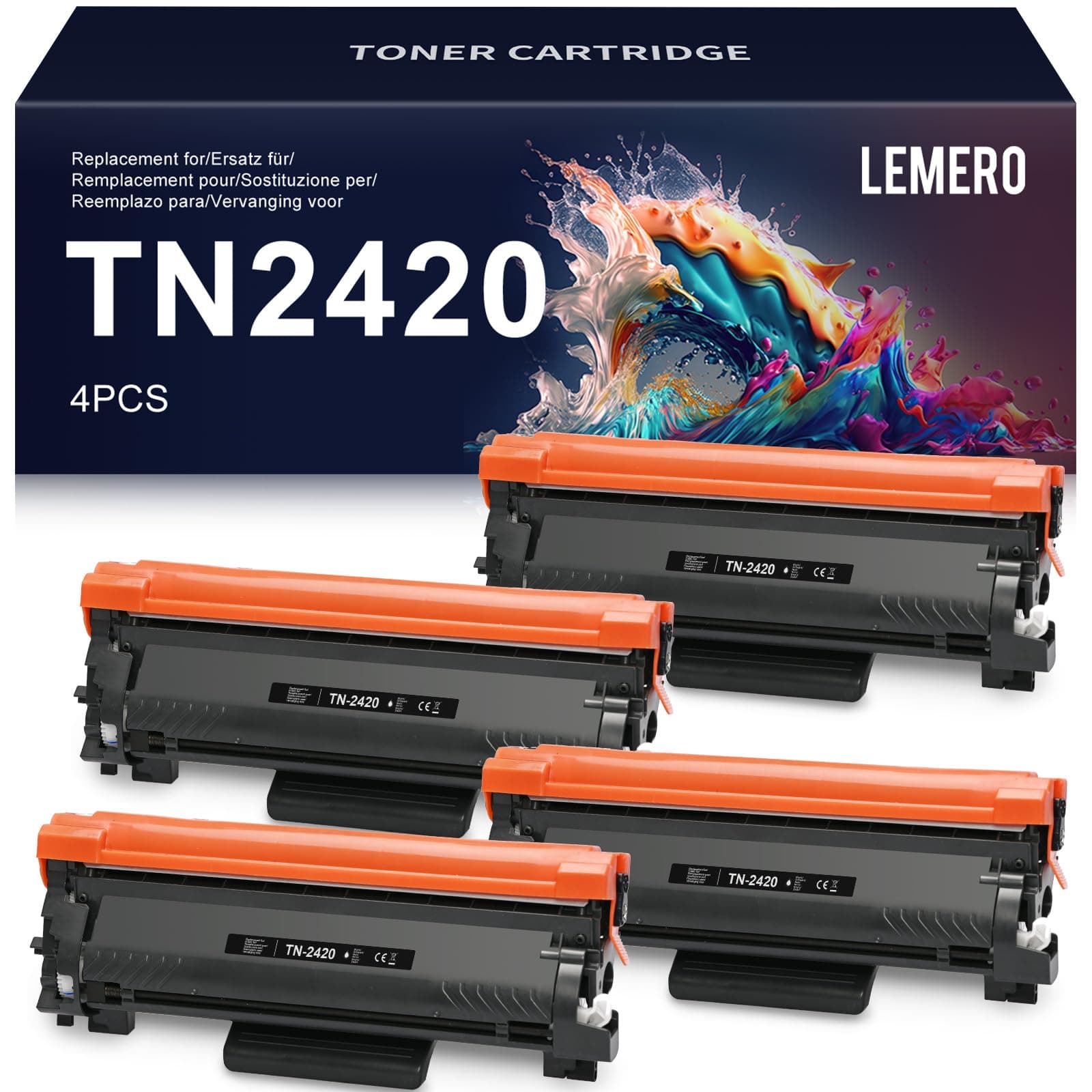 LEMERO Compatible pour Toner Brother TN2420 TN-2420 TN2410 TN-2410 pour Brother DCP-L2530DW MFC L2710DW DCP-L2510D HL-L2375DW HL-L2310D MFC-L2750DW HL-L2350DW MFC-L2730DW (4 Noir)