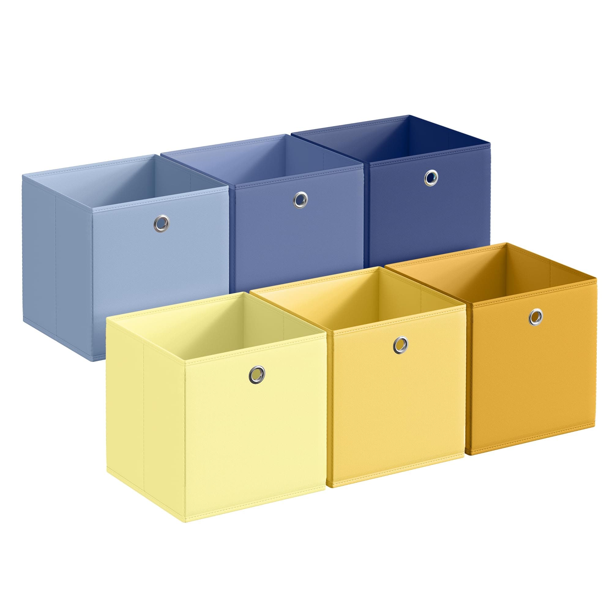 SONGMICS Aufbewahrungsbox, 6er Set, Ordnungsboxen, geruchsneutral, Faltbox, 30 x 30 x 30 cm, Stoffbox, für Würfelregal, Organizer bunt, Aufbewahrungskorb, für Schlafzimmer, Wohnzimmer RFB230XA09
