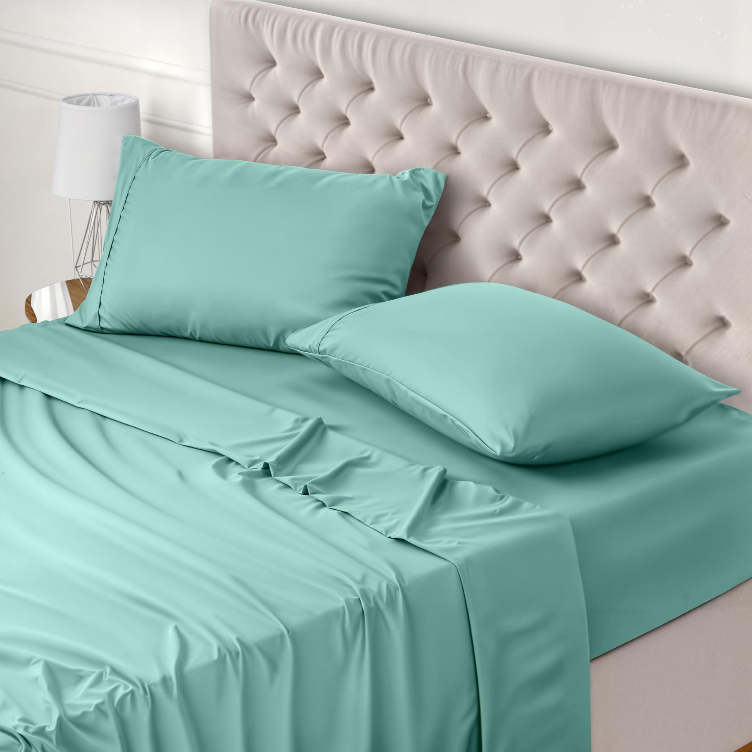 Utopia Bedding Juego de Sabanas 4 Piezas 135x190 - Poliéster Microfibra Cepillada - Oeko-Tex Certificado - Sábana Bajera, Sábana Plana y 2 Fundas de Almohada 50x75 (Cama 135, Azul SPA)