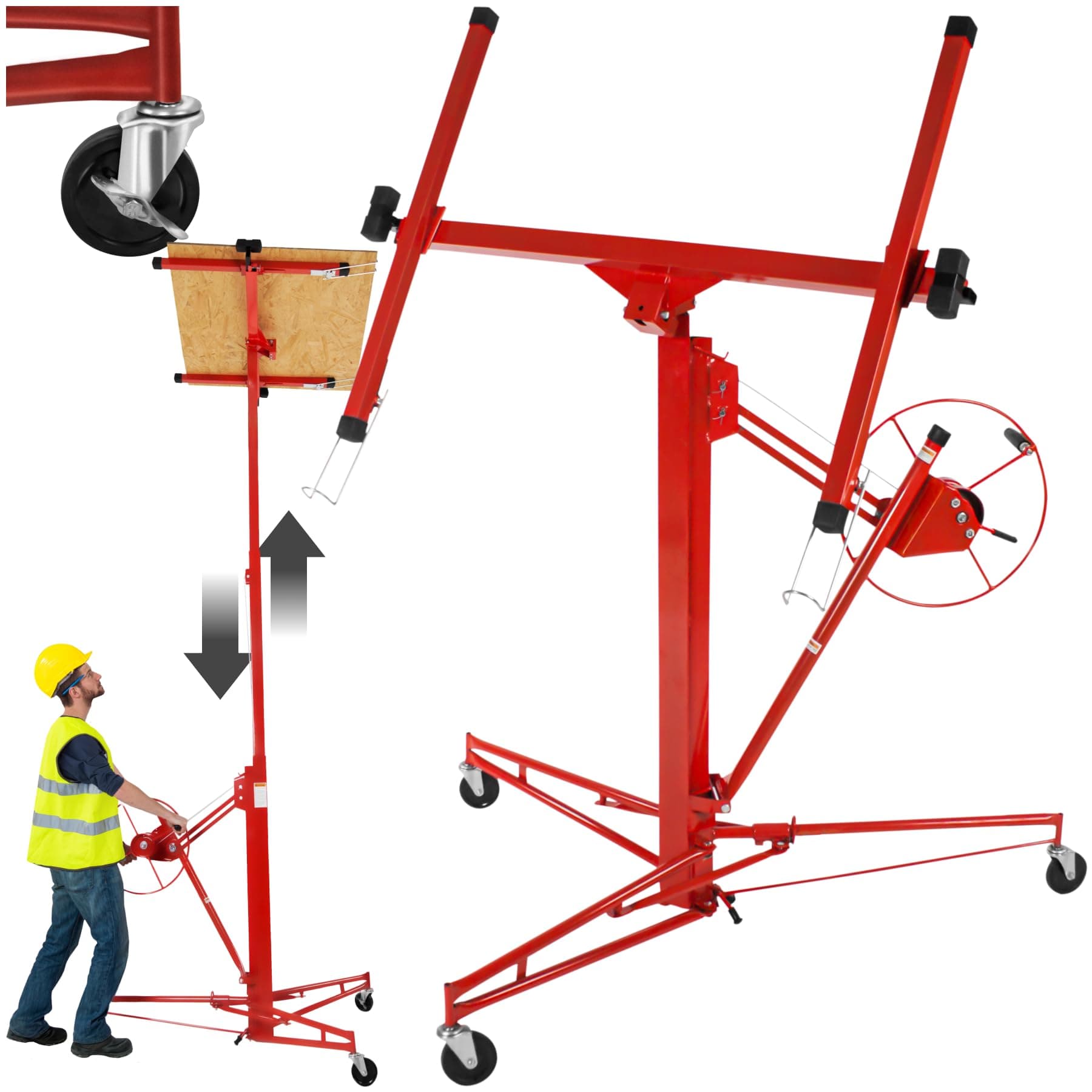 tectake® XXL Plattenheber Trockenbau, Rigips Werkzeug für Innenausbau, Heber für Rigipsplatten u.a. Platten, Hebevorrichtung für Paneele, Hebewerkzeug für Türen, Lastenheber
