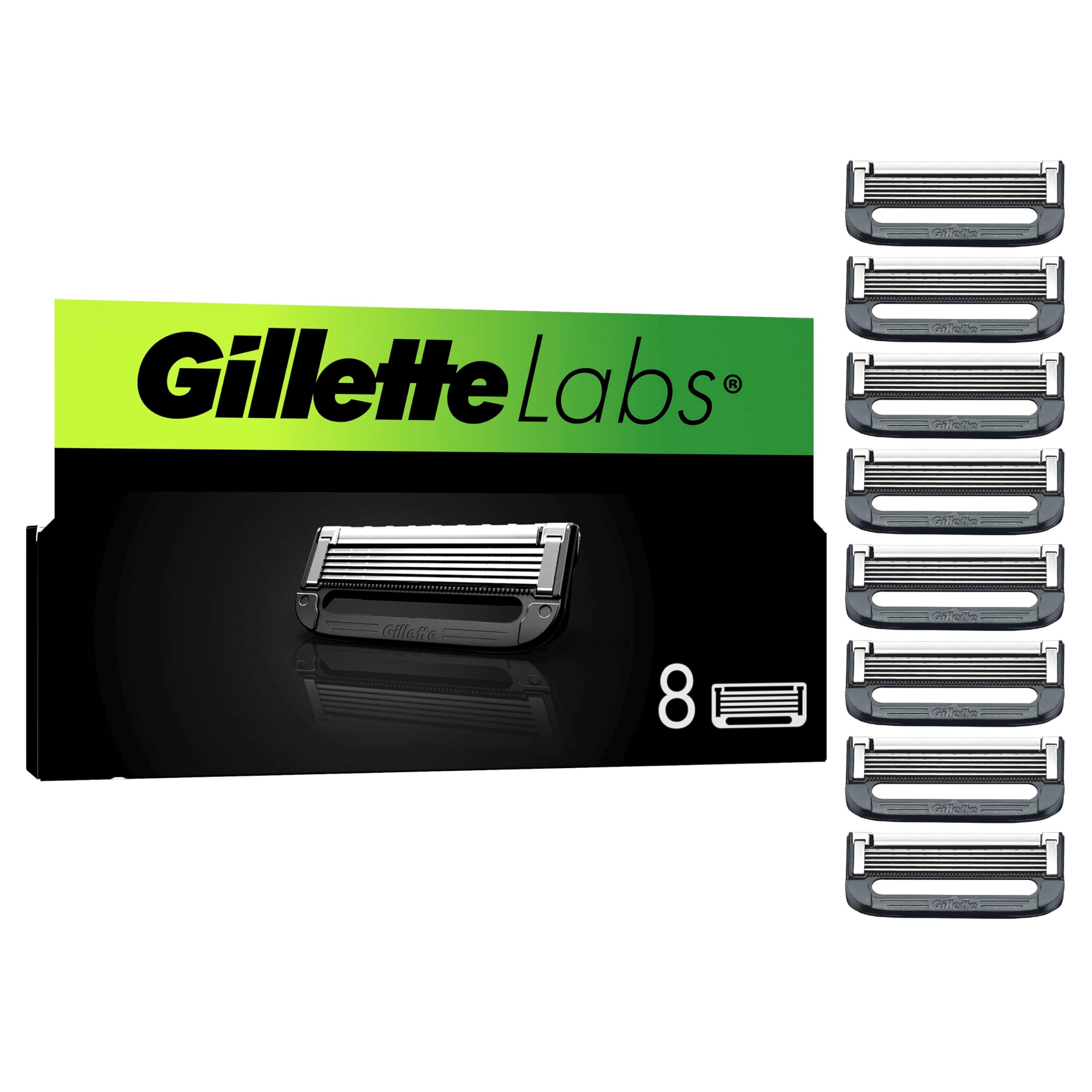 Gillette Labs Lamette Di Ricambio Gillette Labs Per Rasoio Barba Manuale Da Uomo, Confezione Da 8, Compatibili Con i Rasoi GilletteLabs Con Barra Esfoliante E Heated Razor