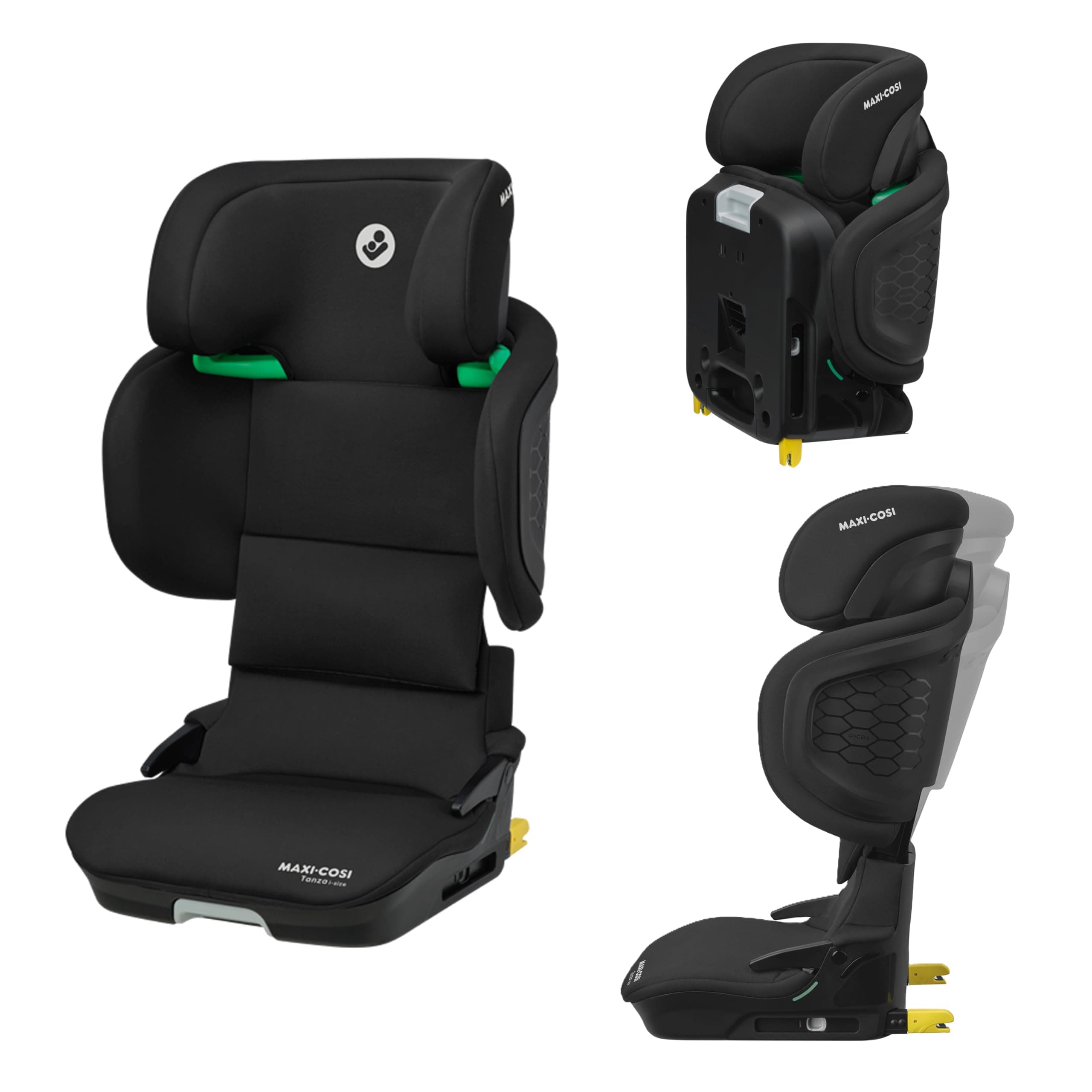 Maxi-Cosi Tanza i-Size, Silla Coche ISOFIX, 100–150 cm, Full Black | Silla de Coche Plegable, 3.5–12 Años, 10 Posiciones del Reposacabezas, Protección Contra Impactos Laterales G-CELL