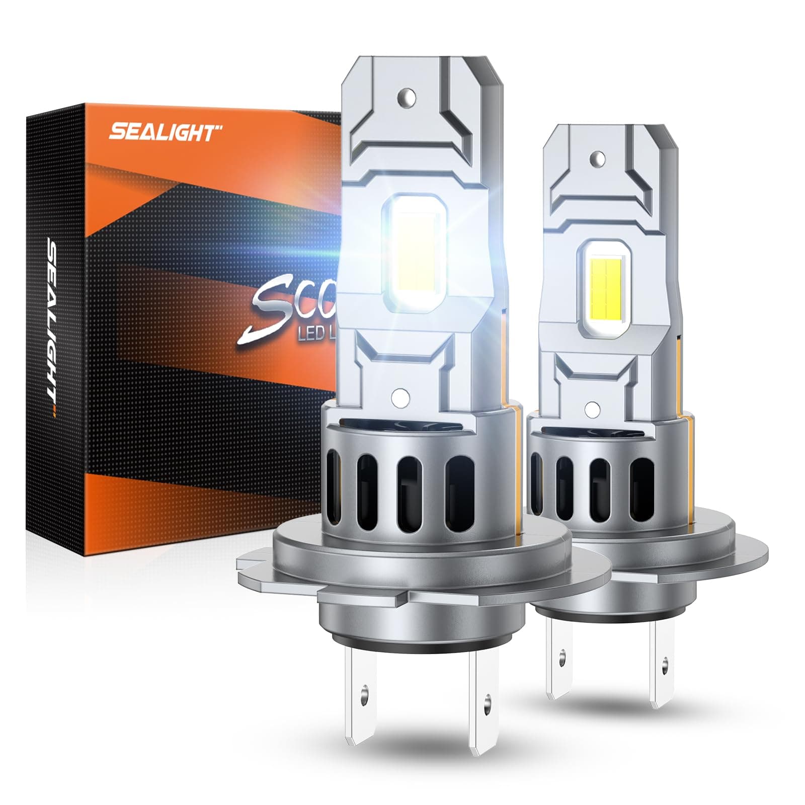 SEALIGHT 2026 Bombillas LED H7 Actualizadas para Faros, 1:1 Tamaño Mini S2S 50000LM 900% Brillo 140W 6500K 25000RPM Ventilador de Enfriamiento, Reemplazo Halógeno, Plug-N-Play, Paquete de 2